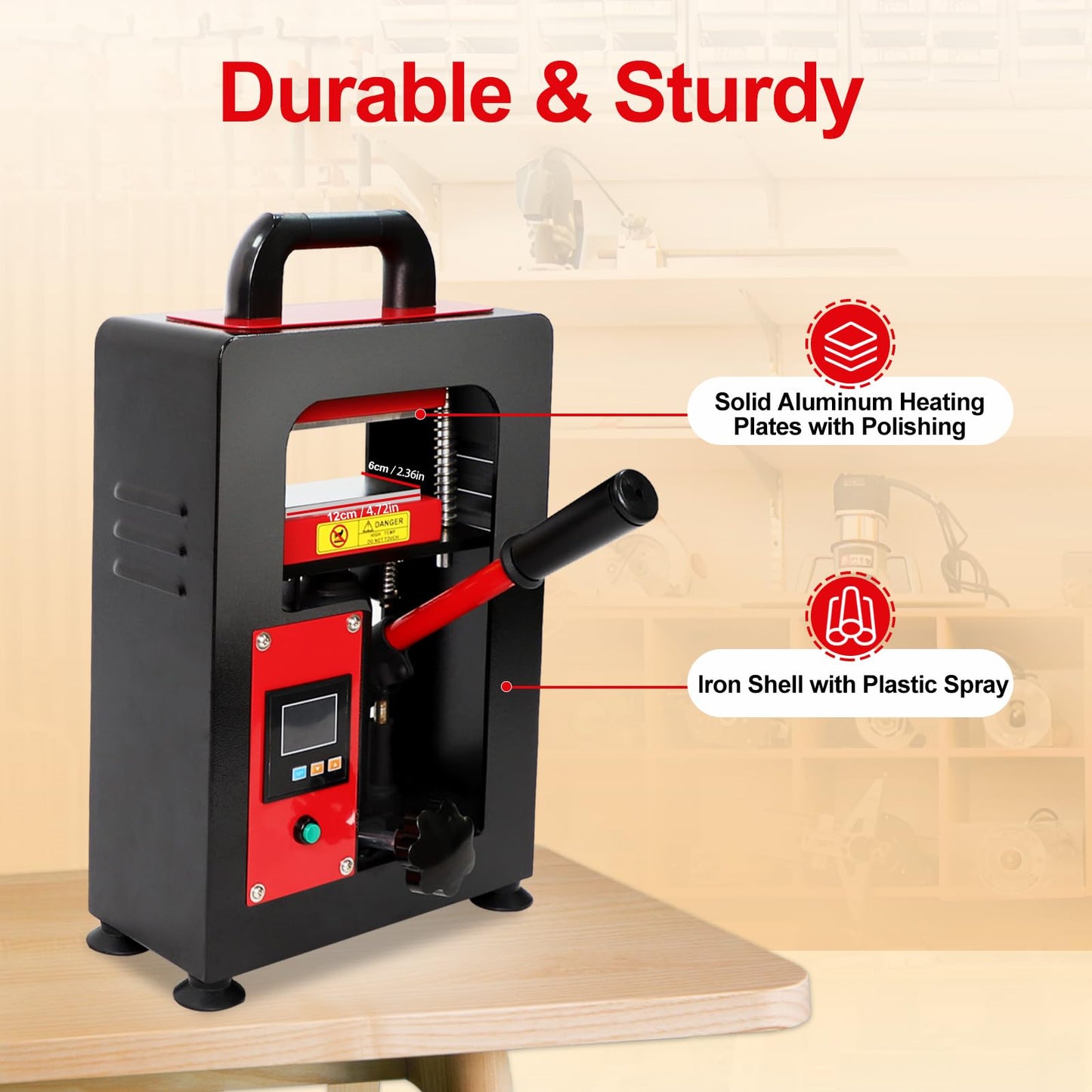 5/10 Tons Heat Press Machine with LCD Screen 2.3 x 4.7 Inch Dual Heating Plate (5T Pressure)