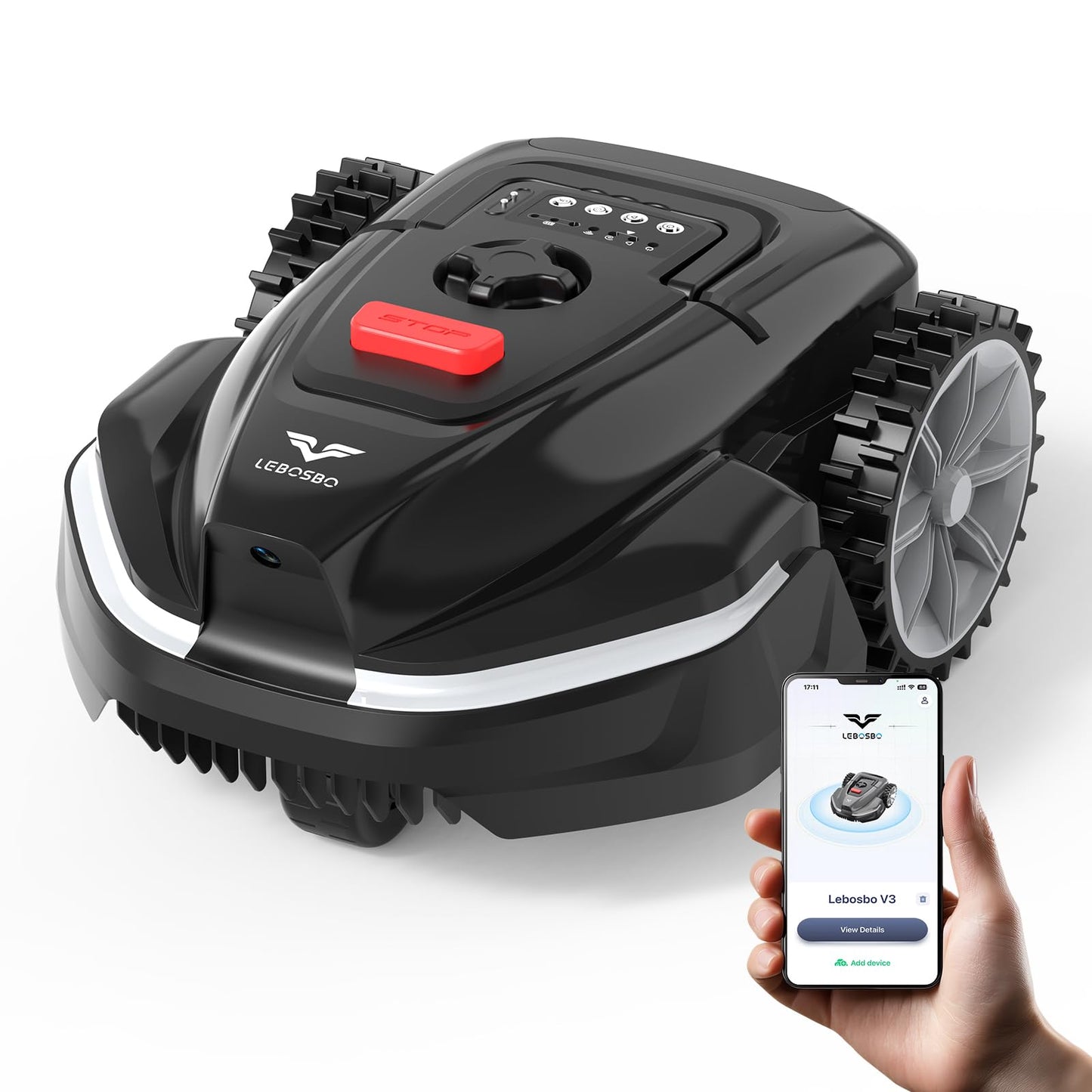 LEBOSBO V3 Robotic Lawn Mower with AI Vision Obstacle Avoidance, Smart APP Control, Low-Noise Operation, Adjustable Cutting Height, No-Go Zones, Ideal Robot Lawn Mower for Lawns Up to 1600 Sq.Ft