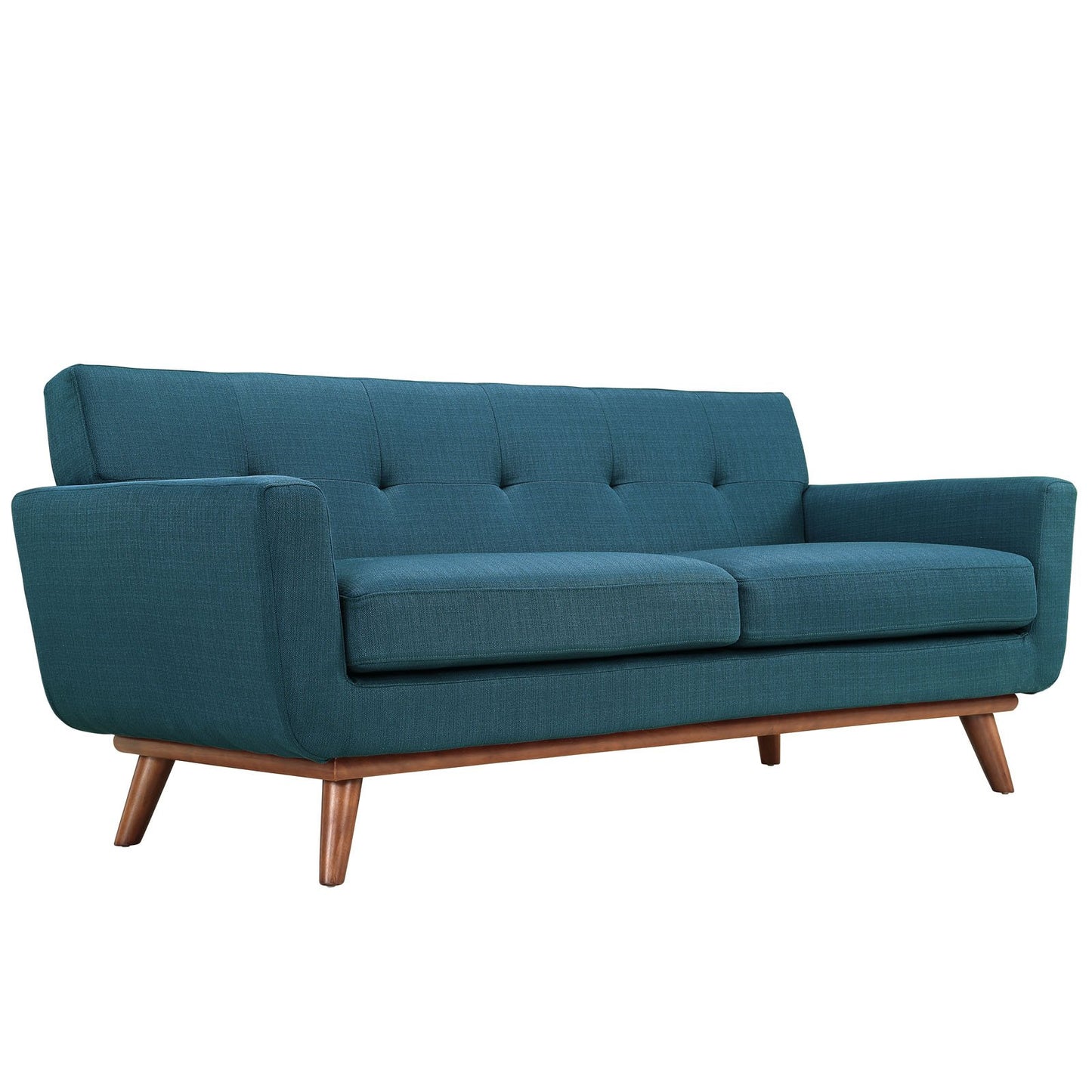 Modway Engage Mid-Century Modern Upholstered Loveseat and Sofa in Azure, Set of 2