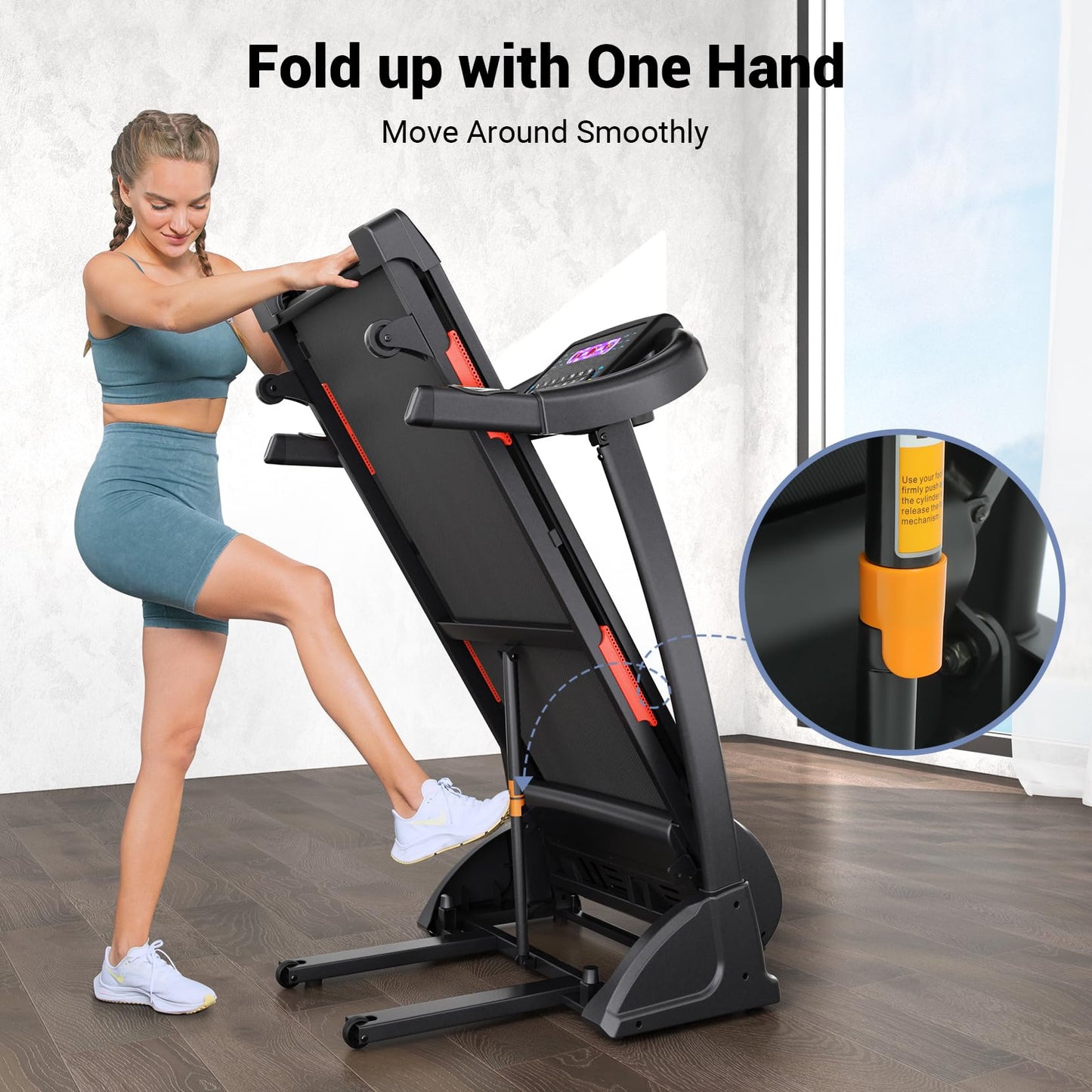 THERUN Incline Treadmill, Treadmill for Running and Walking, 300 lbs Weight Capacity Folding Treadmill with 0-15% Auto Incline, Wide Belt, 3.5HP, App, Heart Rate
