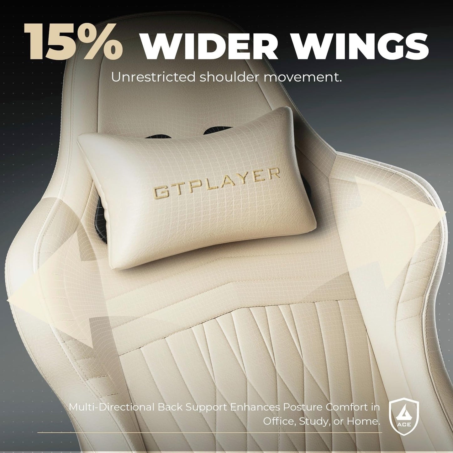 GTPLAYER Gaming Chair with Speakers ACE-PRO, Computer Video Game Chairs with Footrest for Adults, Built-in Speakers, App Support & Bluetooth Control, Ergonomic Reclining Silla, Linkage Armrest, Ivory
