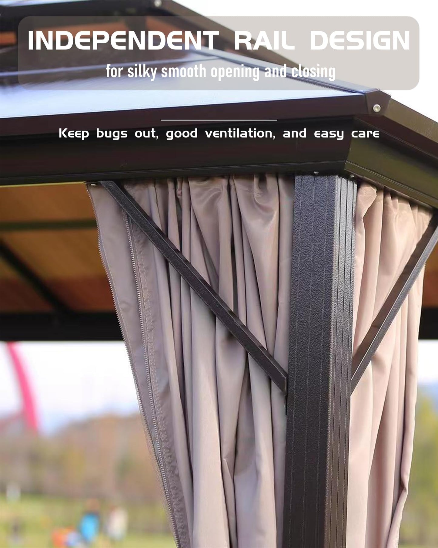 12x12FT Hardtop Gazebo, Heavy-Duty Aluminum Frame Canopy with Galvanized Steel Double Roof, Outdoor Pergola with Mosquito Netting & Waterproof Curtains for Patio, Backyard, Deck & Lawn