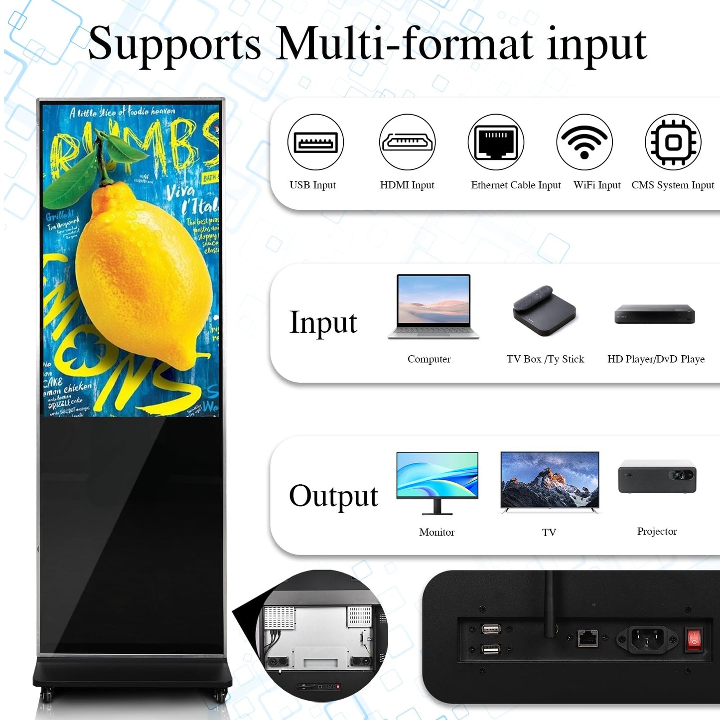 KEINONE 43" Touch Digital Signage Display Kiosk Floor Stand Advertising