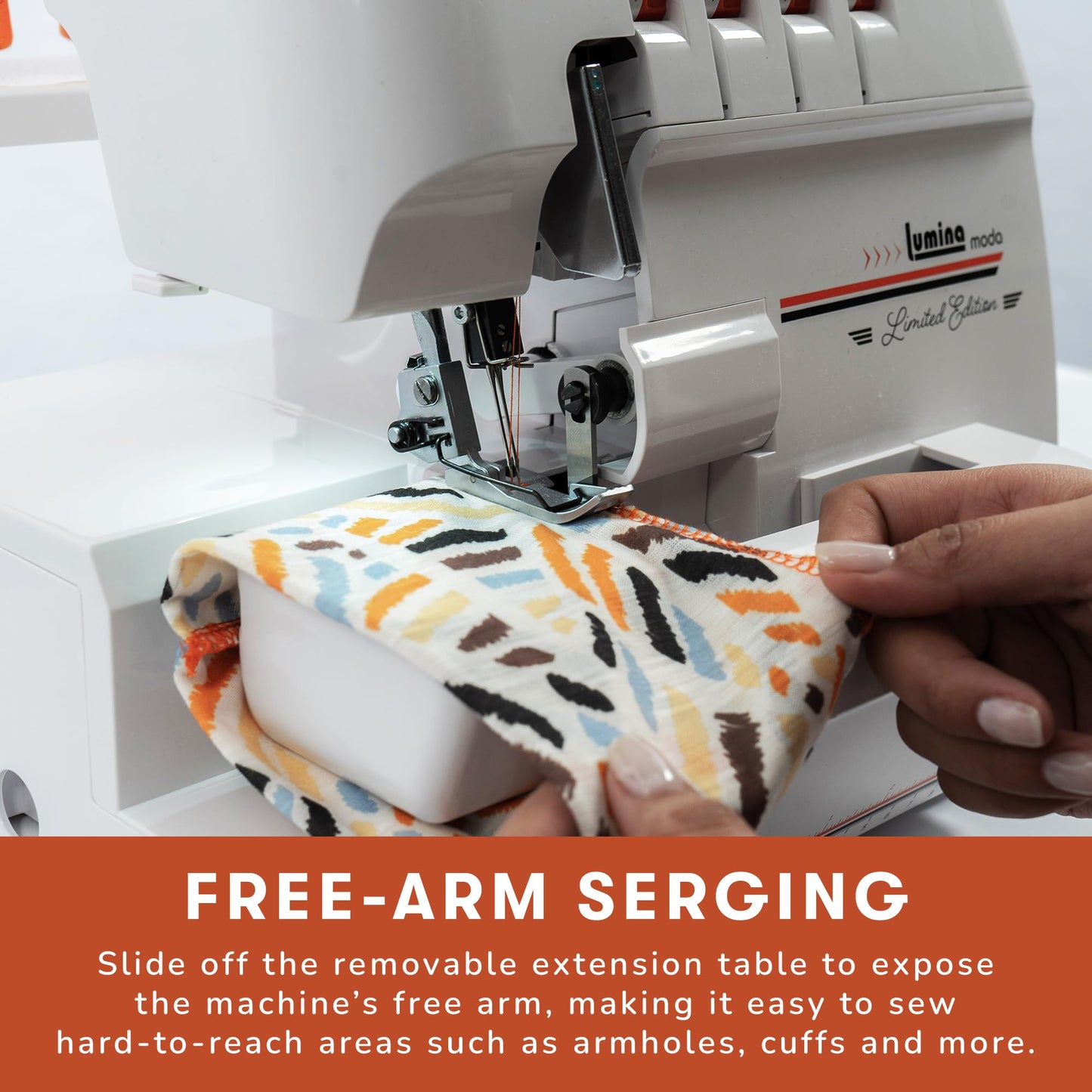 Lumina Moda Serger Overlock Machine with 2-3-4 Stitch Capability, Heavy-Duty Metal Frame 1250 Stitches/Minute, Differential Feed, Free Arm & LED Light