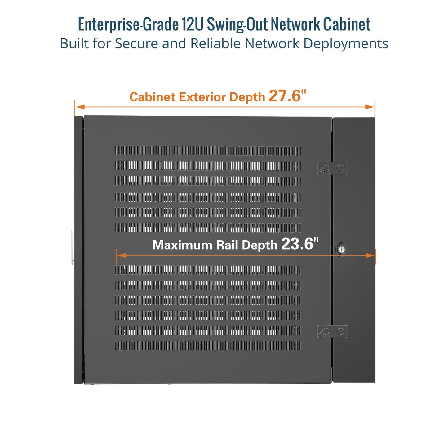 Tecmojo Enterprise-Grade 12U Swing-Out Wall Mount Network Cabinet,27.6inch Depth Server Cabinet, Load Bearing 331lbs (150 kg), Mesh Door, 12U Rack for 19in Computer/AV/Data/IT Equipment