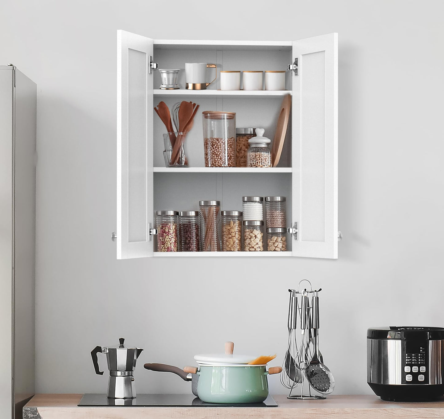 BYAOLVCY Bathroom Cabinet Wall Mounted Over Toilet Storage Cabinet 20x28 inch White Medicine Cabinets for Wall Mount Space Saver Bathroom Storage Cabinet with 2 Adjustable Shelves & 2 Doors