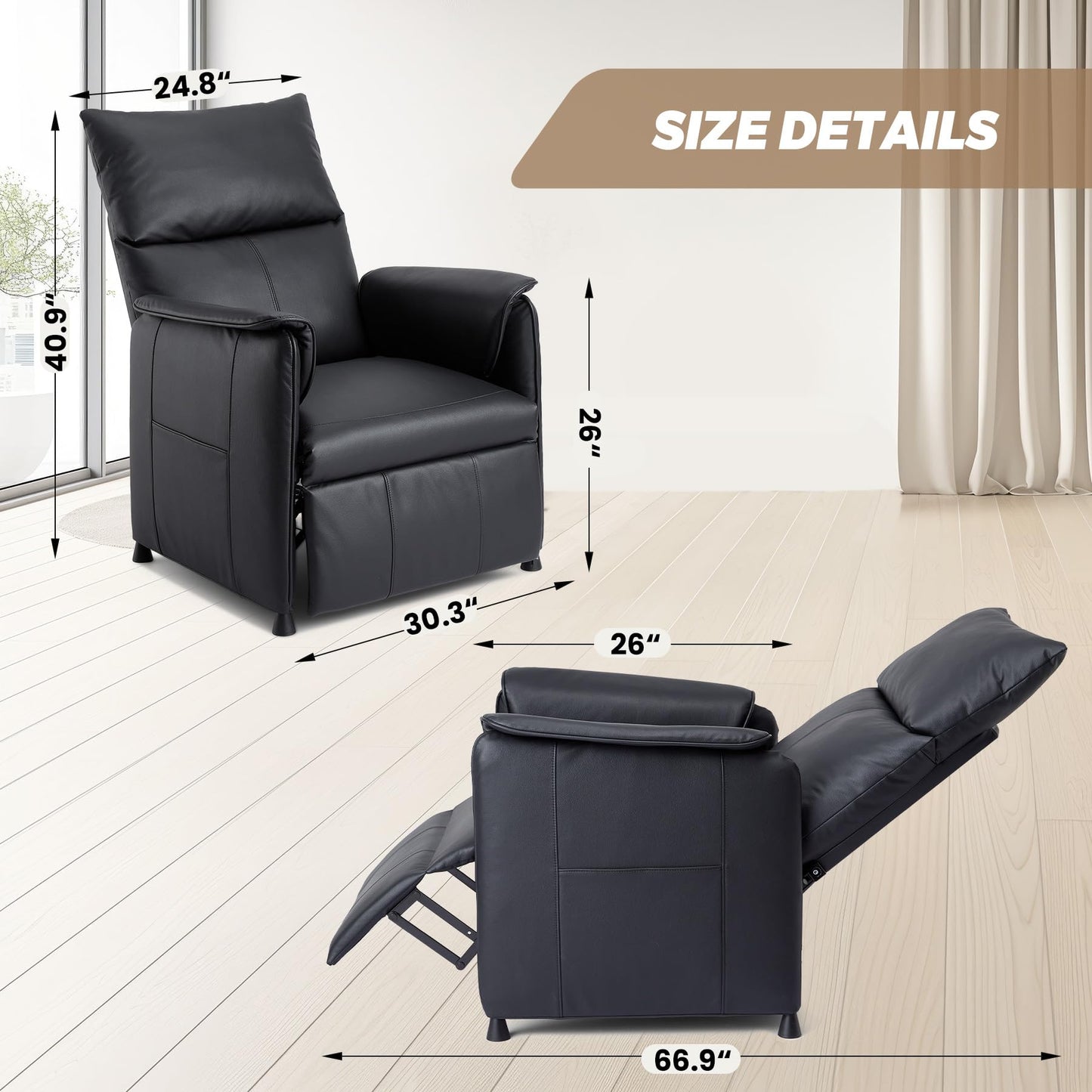Garvee Elertric Recliner Chair with Memory Function PU Leather, Adjustable Single Recliners Sofa with Remote Control for Adults, Home Theater Seating &Armchair for Living Room/Office