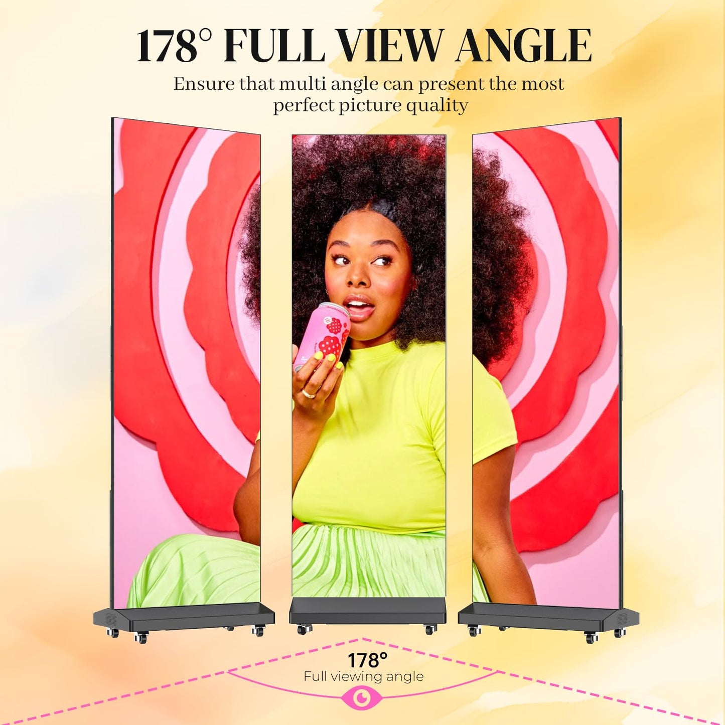 YCKJNB 80″ P1.86 LED Screen Spliceable Flexible Digital Signage Display, Mobile Phone&Computer Software Remote Release, USB Plug-and-Play Full Poster Screen LED Digital Signage Display Black 2-Pack