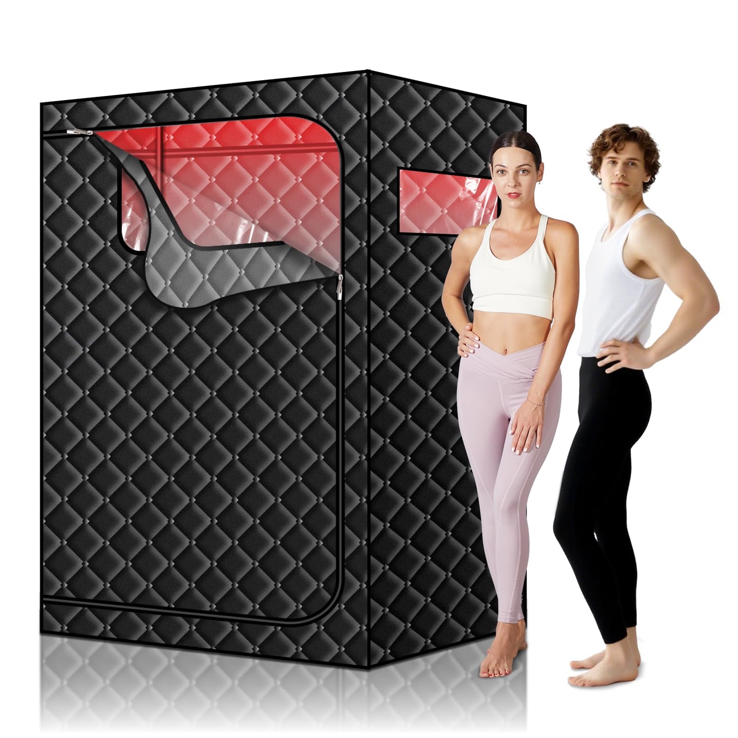 TaTalife 2 Person Portable Infrared Sauna Box, Upgraded Full Size Indoor Home SPA Room, 660nm Red Light Therapy Lamp, Foldable Sauna Chair Set with Remote Control for Home Relaxation & Body Care