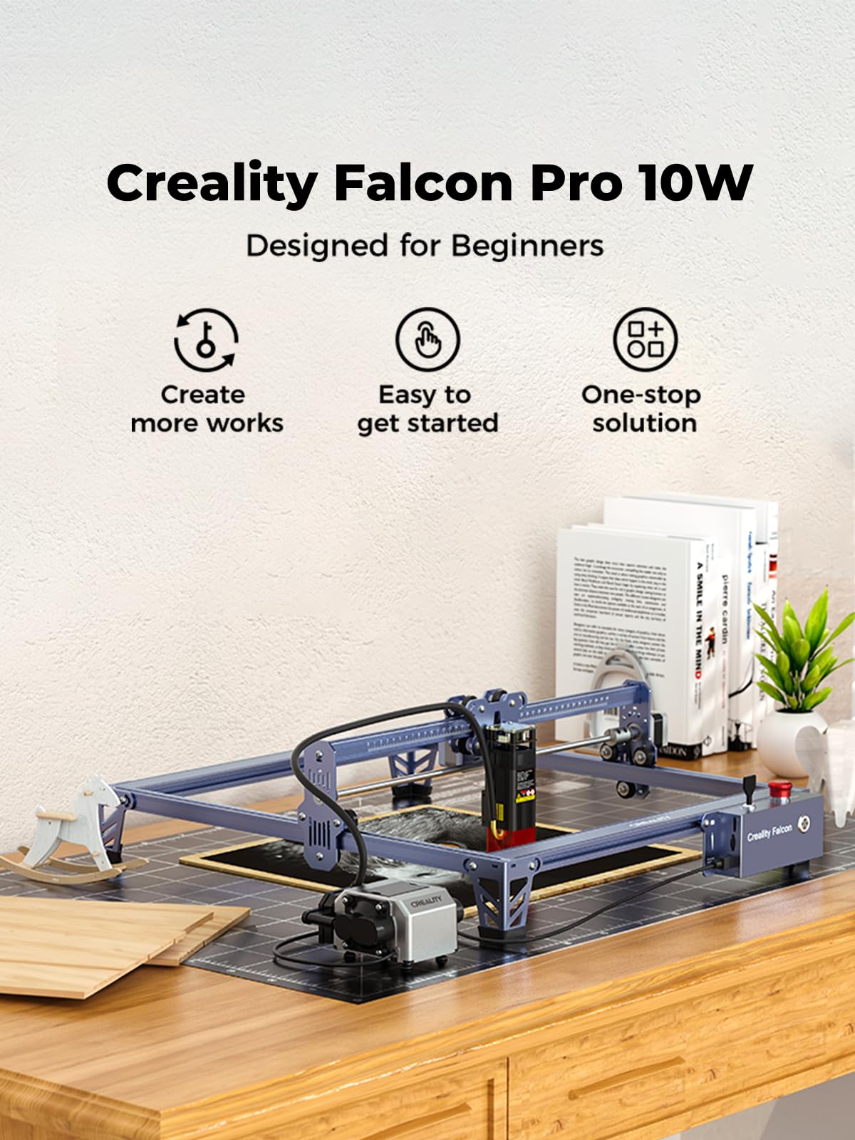 Creality 72000mW Output Power Laser Engraver, Falcon Pro 10W with Air Assist Laser Engraving Machine, CNC Machine Laser Engraver for Wood and Metal, Paper, Acrylic, Leather
