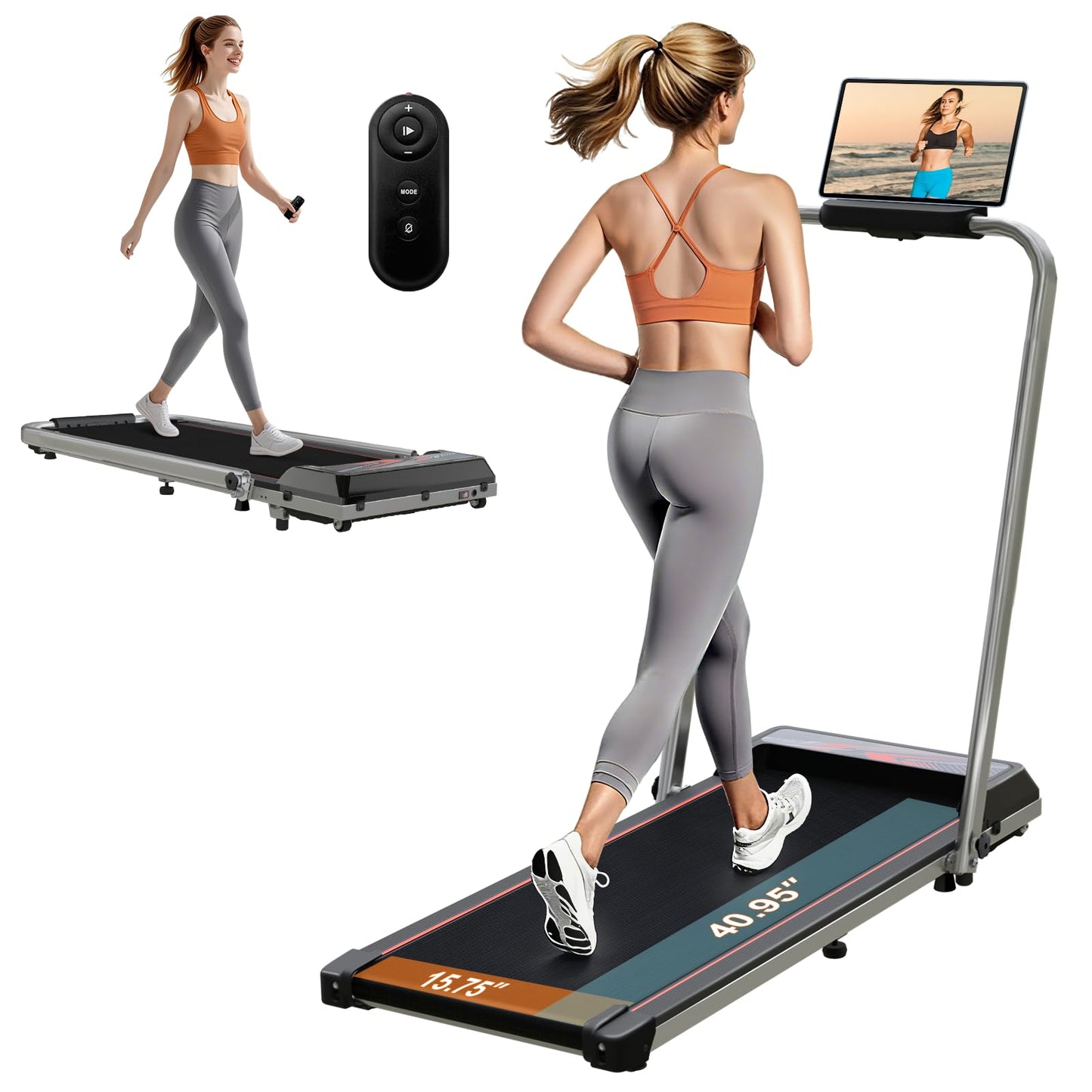 Treadmill with Incline, 3 in 1 Walking Pad with Incline for Home Office w/3.0HP Motor/7.6MPH, Walking Pad with Handle Bar/Remote/LED Display, Walking Pad Treadmill with Incline Supports Up to 350lbs