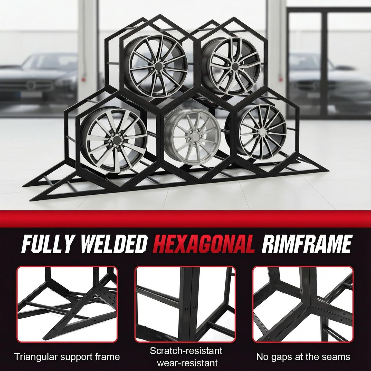 Heavy Duty Tire Storage Rack Adjustable Tire Rack for Garage Wall Mount Wheel Organizer Holder for Exhibition Shop Garage Trade Show