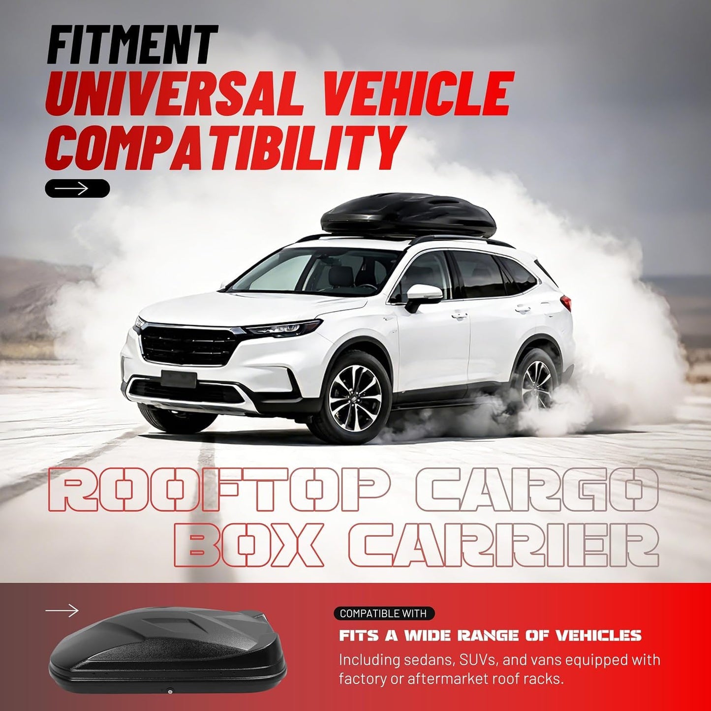 ALMULOO 15 Cubic Roof Cargo Box Lockable Dual-Side Opening Roof Top Carrier