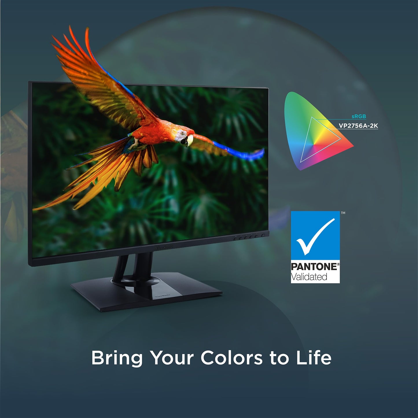 ViewSonic VP2756A-2K 27 Inch 1440p ColorPro Monitor, IPS Display with 100% sRGB and Pantone Validated for Professional Photo Editing, Advanced Ergonomics, 90W USB-C, HDMI, and DisplayPort Inputs