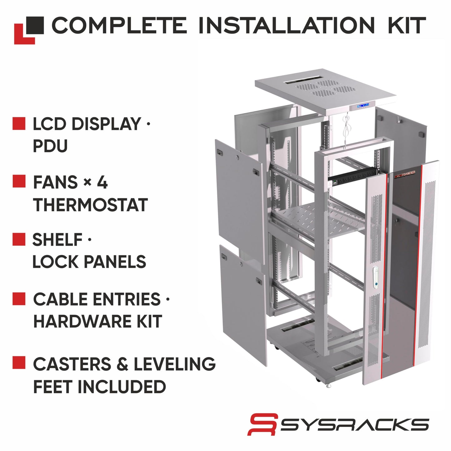 42U Home Server Rack Cabinet – 19" Floor Standing Network Rack, 35" Deep Homelab Rack with Locking Glass Door, Cooling Fans, PDU & Shelf for NAS, Router, Switch and AV Equipment