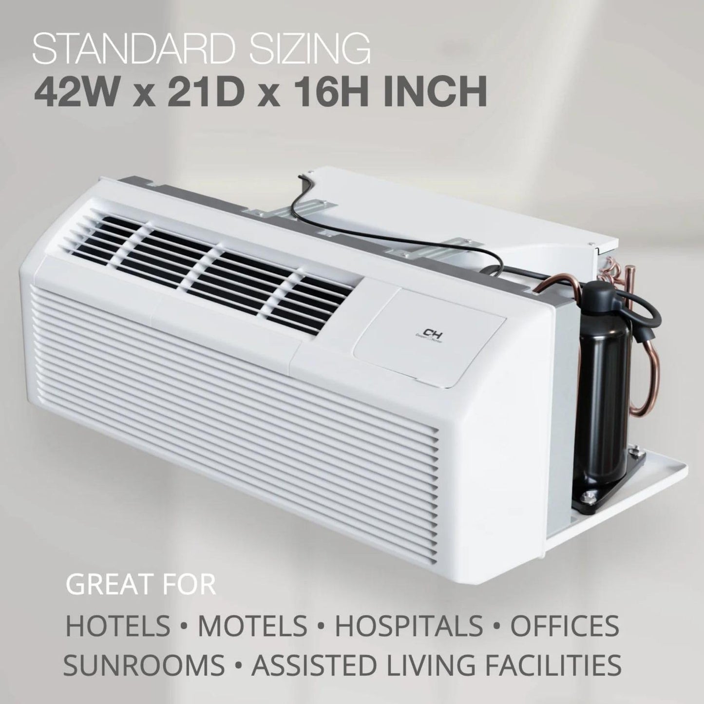 Cooper & Hunter 12,000 BTU PTAC Packaged Terminal Air Conditioner & Heat Pump – Built-In 3.5kW Electric Heater – Includes Wireless Smart Kit, Remote & Power Cord – R-32 Refrigerant