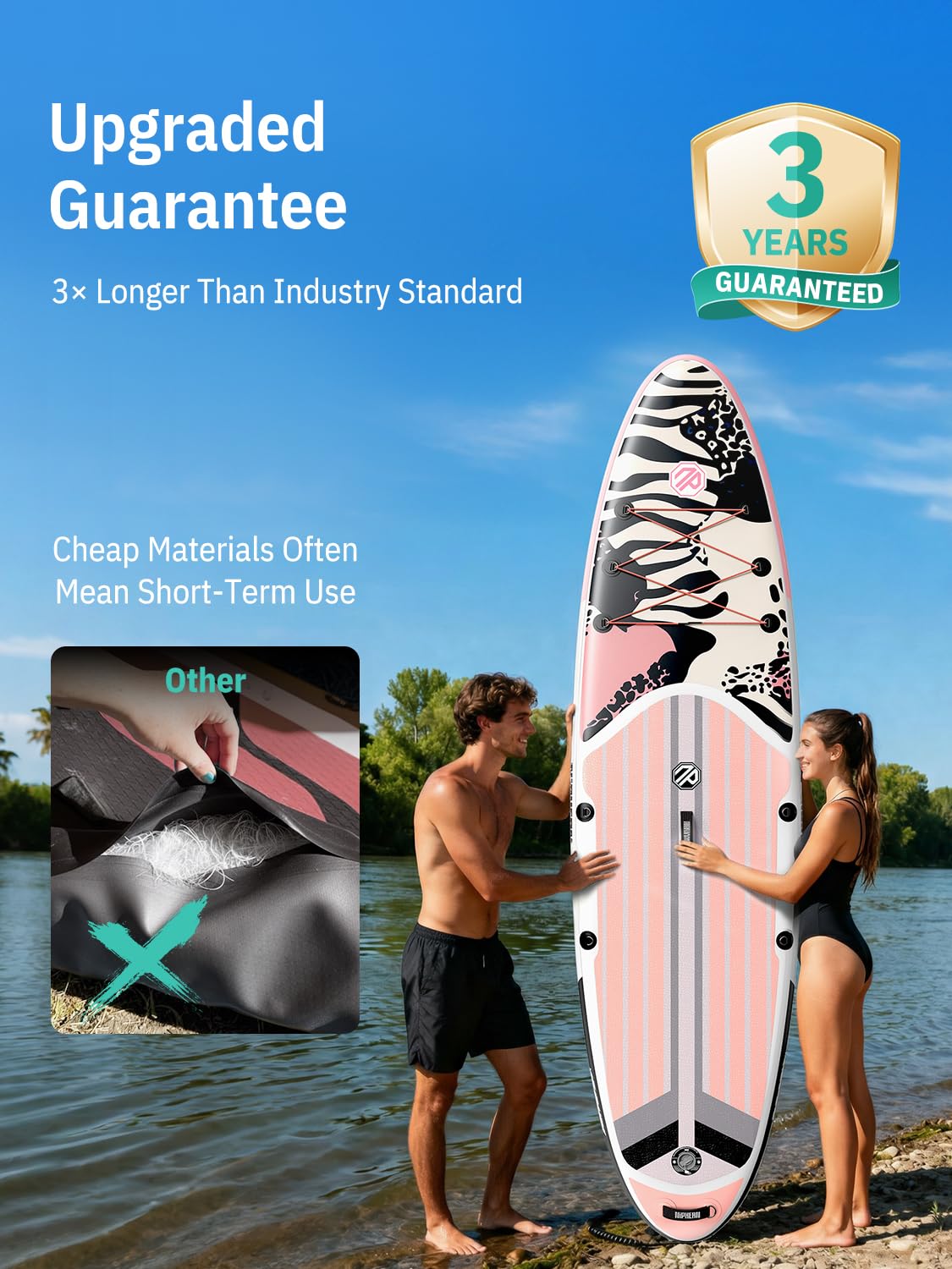 Niphean Inflatable Stand Up Paddle Board with Stabiltrac Fin Design and SUP Accessories, Anti-Slip EVA Deck, 10’6’’ Inflatable Paddle Boards for Adults & Youth of All Skill Levels
