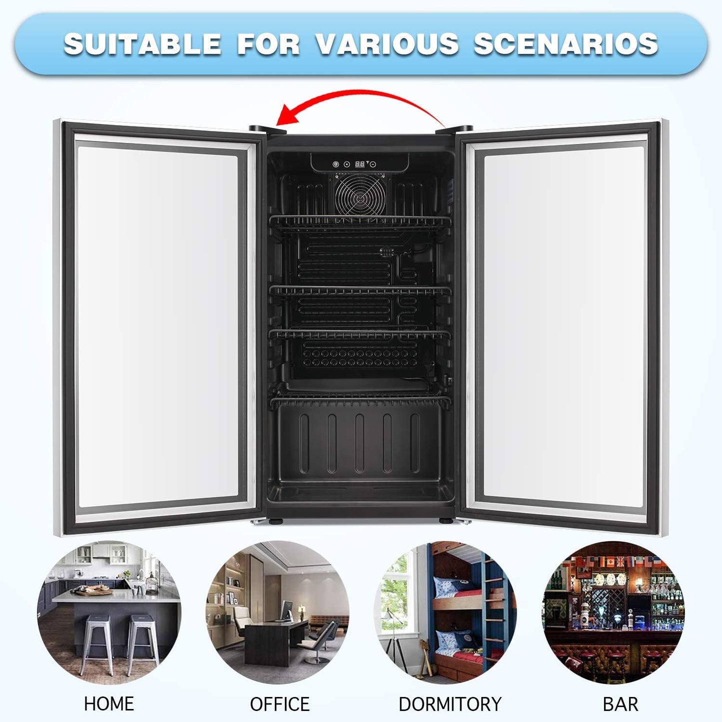 Antarctic Star Beverage Refrigerator Cooler -120 Can Mini Fridge Glass Door for Soda Beer or Wine Constant Glass Door Small Drink Dispenser Clear Front for Home, Office Bar 3.2cu.ft