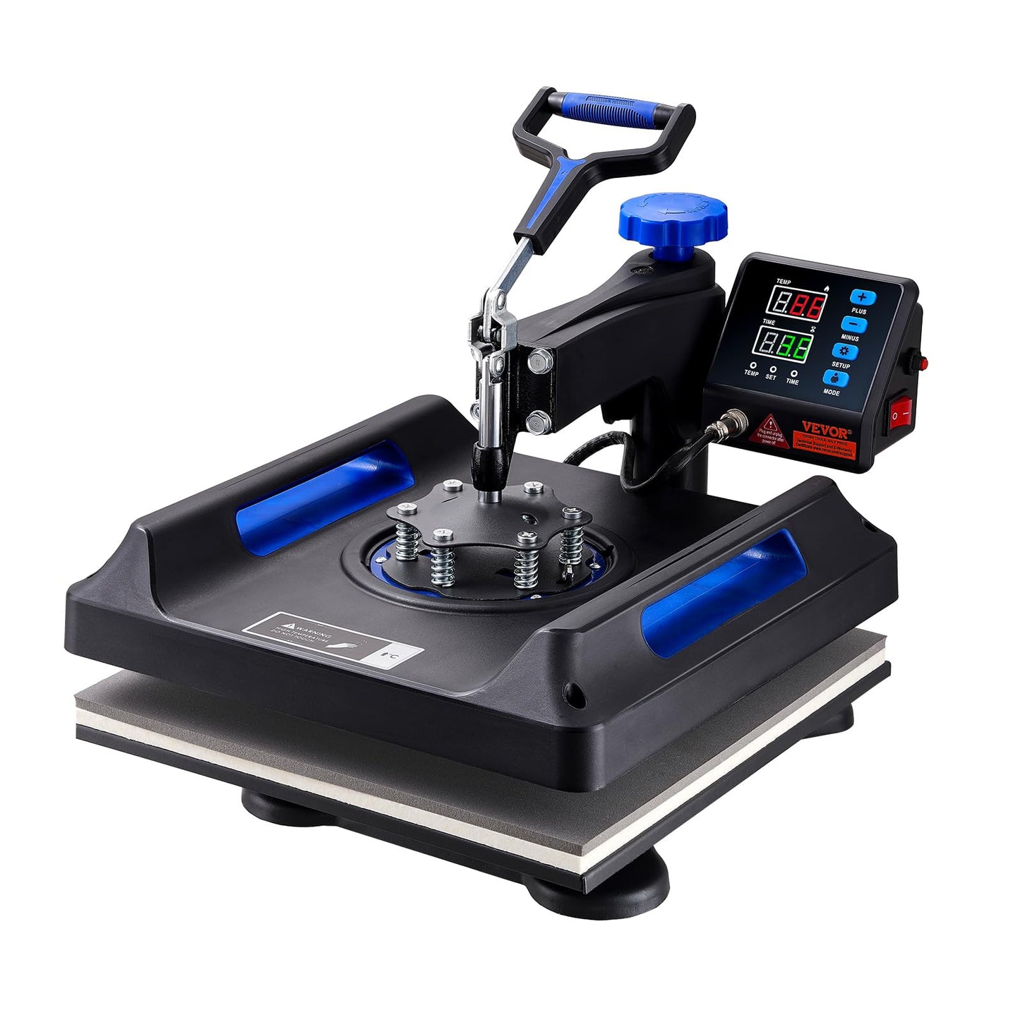 VEVOR Heat Press, Upgrade 5 in 1 Heat Press Machine for T-Shirt Hat Cap Mug Plate Sublimation, 15x15 inch Anti-Scald Fast Swing Away Digital Control Multifunction, Blue