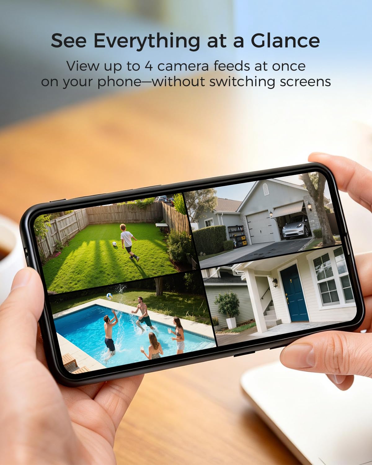 MUBILIFE 4K Ultra HD Solar Security Cameras Wireless Outdoor, No Subscription Required, Home Security Cameras System with 360° Auto Tracking, Color Night Vision, 2.4&5GHz WiFi, Easy Setup, 4-Cam Kit