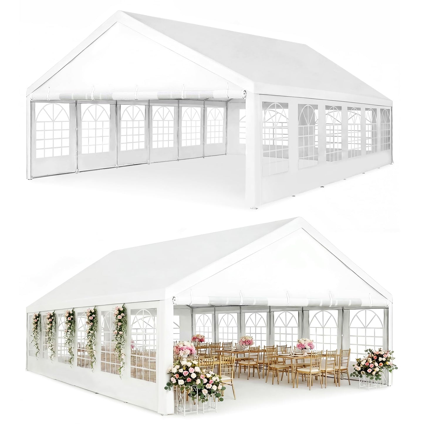 SAILARY Party Tent 20x40Ft Outdoor Canopy Gazebo Heavy Duty Large Event Shelter Carport White for Wedding Parties BBQ