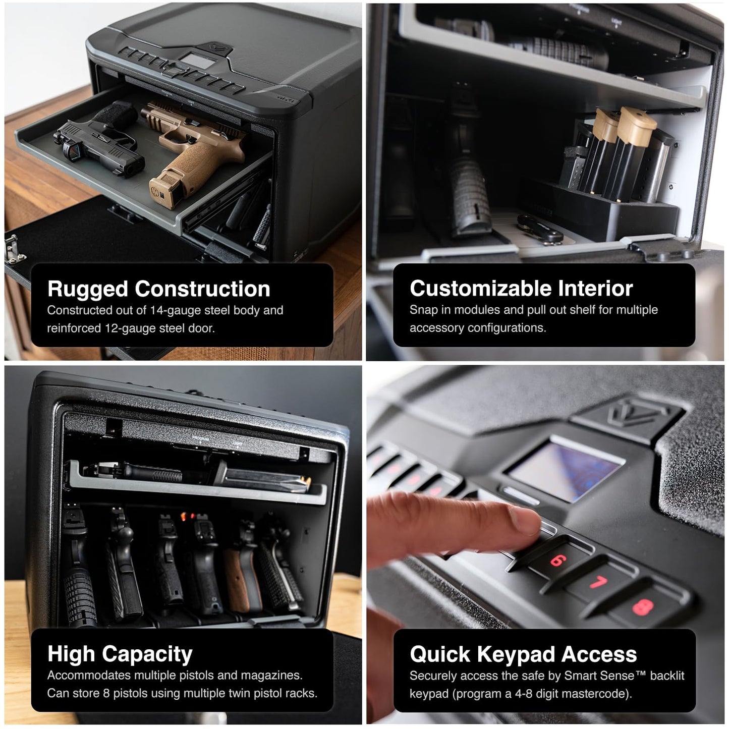 VAULTEK MX Series High Capacity Multiple Pistol Handgun Storage Available with Modular Interior, Backlit Keypad, and Auto-Open Door (Essential)