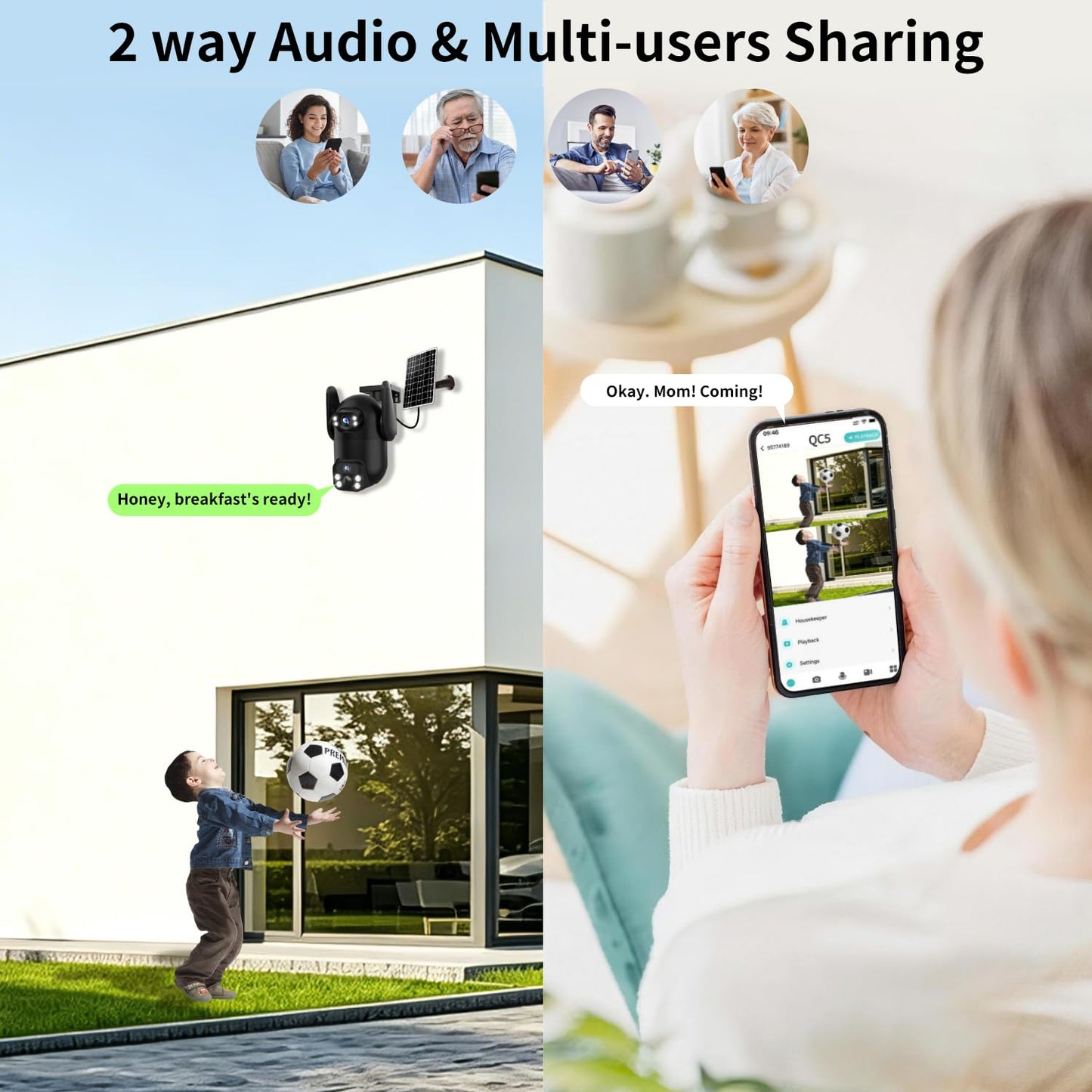 Wireless Home Security Cameras System,Solar Power PTZ Outdoor Cameras,Motion Detection,Night Vision,Water-Proof,2-Way Audio,No Subscription Fee,Cloud/SD Card Storage