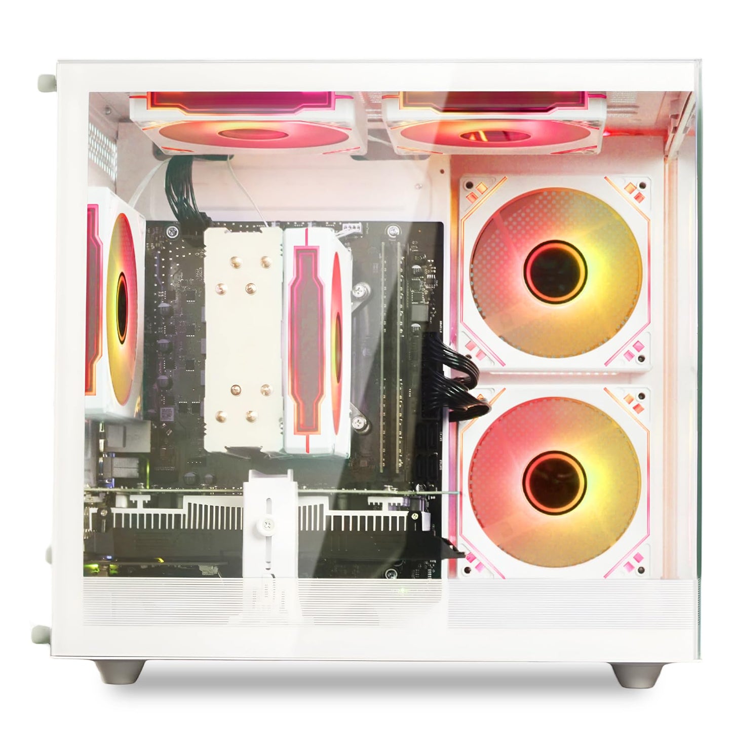 suevery Pre Built Gaming PC | M.2 NVMe 512G SSD | Radeon 4G Graphics Card | DDR4 16G RAM | AMD Ryzen5 6Cores 3.6G Up to 4.1G | Wi-Fi6 White Tower Gamer Desk top Computer