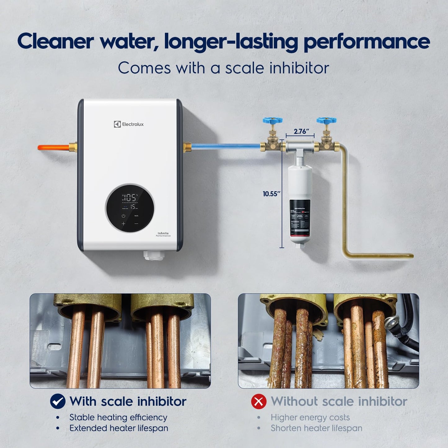 Electrolux 14kW Tankless Water Heater Electric 240V - Smart WiFi & Alexa, On Demand Hot Water Heater Electric, Max 3.4 GPM, Space-Saving Instant On Demand Water Heater