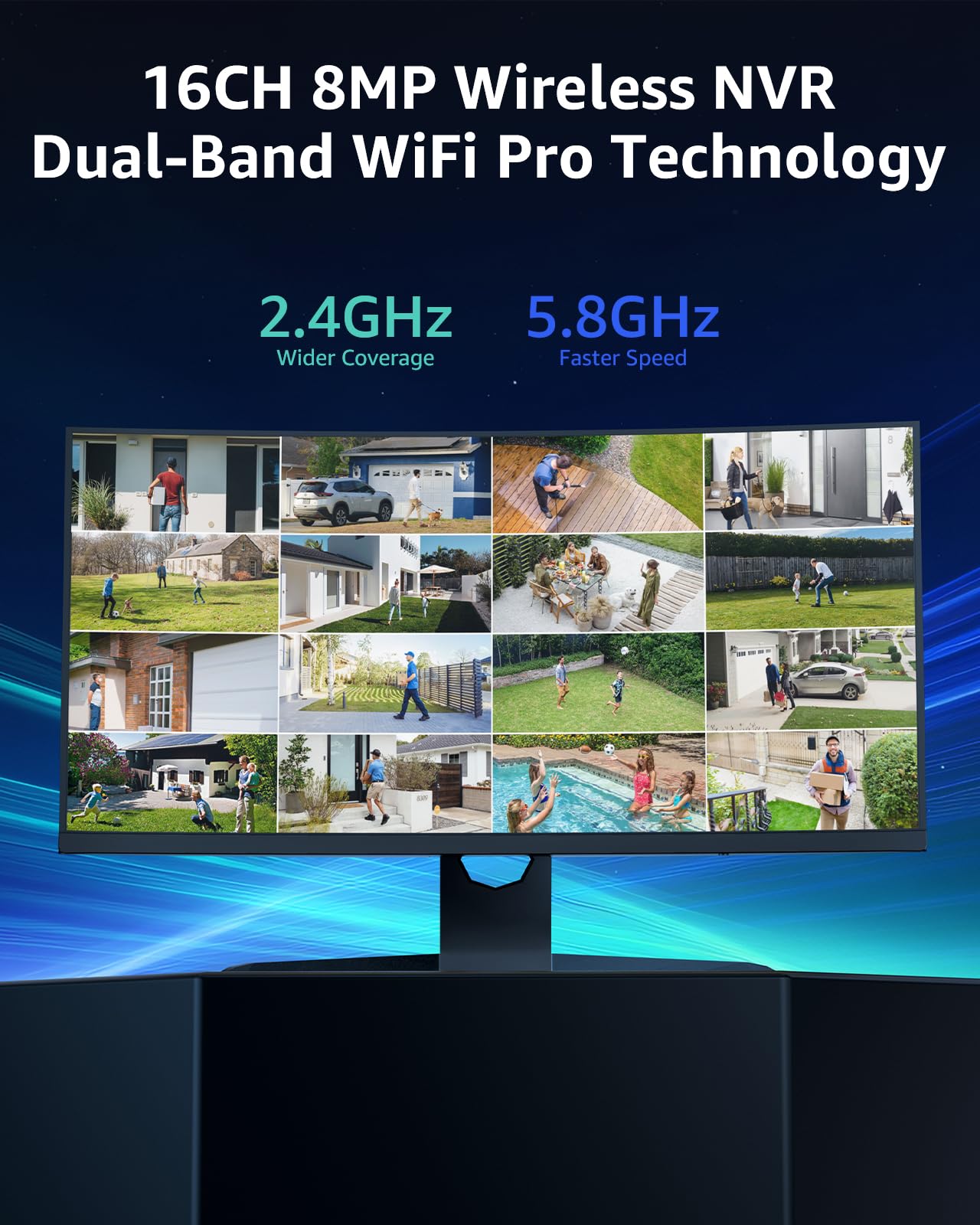 ANNKE Wireless Camera System, 16CH Expandable 4K Security NVR, 4Pcs 3MP Outdoor Cameras(Plug-in Power Required), 2-Way Audio, Dual-Band WiFi, Human Detection, IP66 Waterproof, 24/7 Protection, 1TB HDD