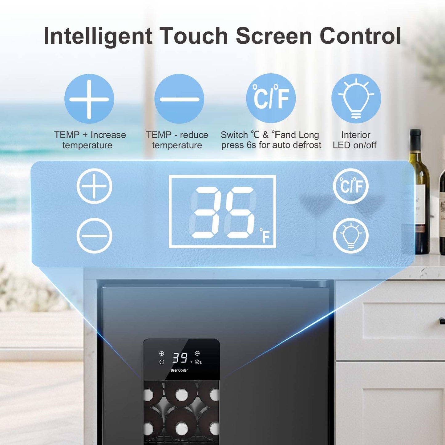 Antarctic Star Beverage Refrigerator Auto Defrost Mini Fridge, 130 Can with Glass Door &Adjustable Shelves, 21-50°F Temp Control,Beverage Cooler for Soda, Beer, Wine, Home Bar, Office, 3.2 Cu.Ft