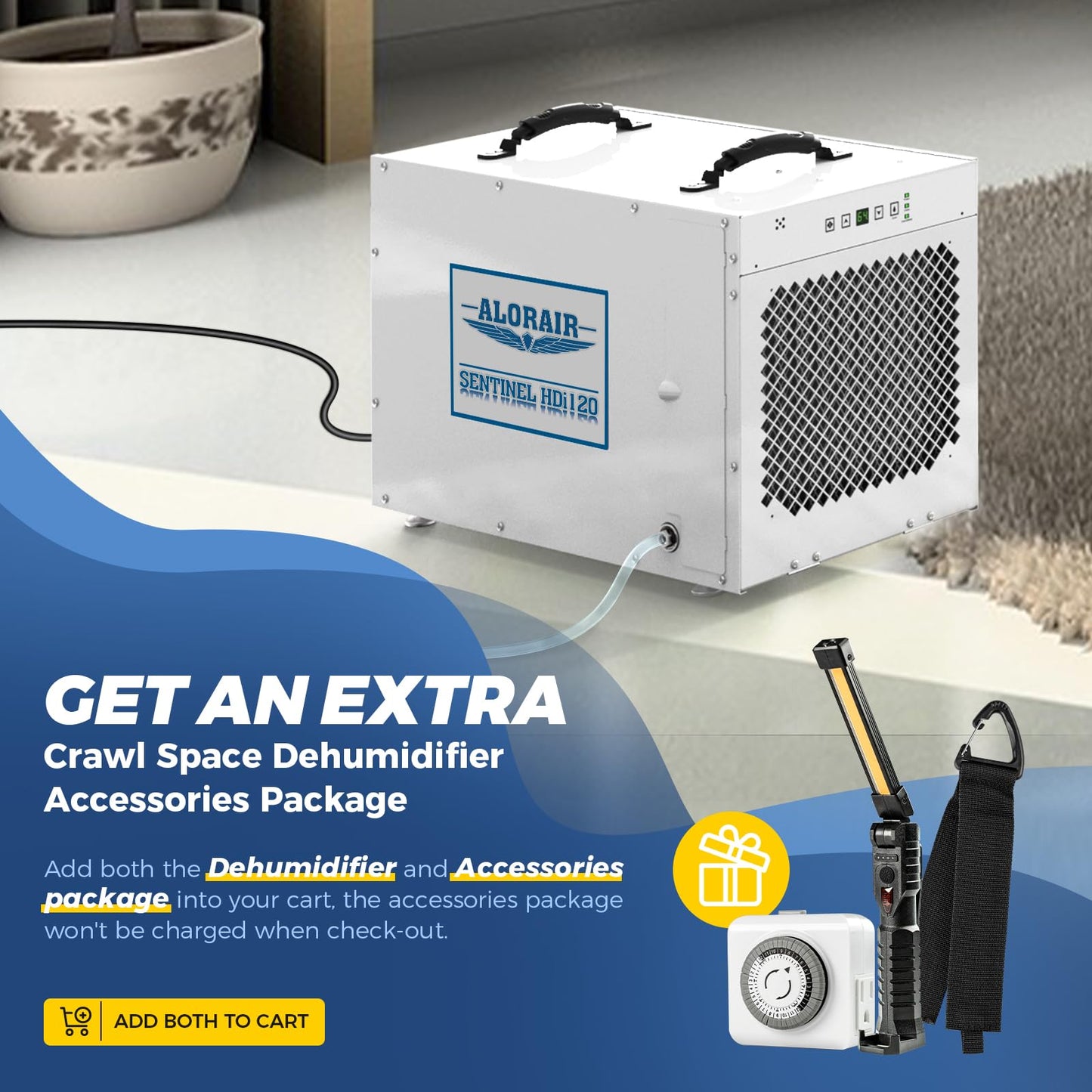 ALORAIR Sentinel HDi120 Commercial Dehumidifier with Pump, 235 Pints Whole Homes Dehumidifier for Crawl Spaces, Basements, up to 3,300 sq. ft. cETL