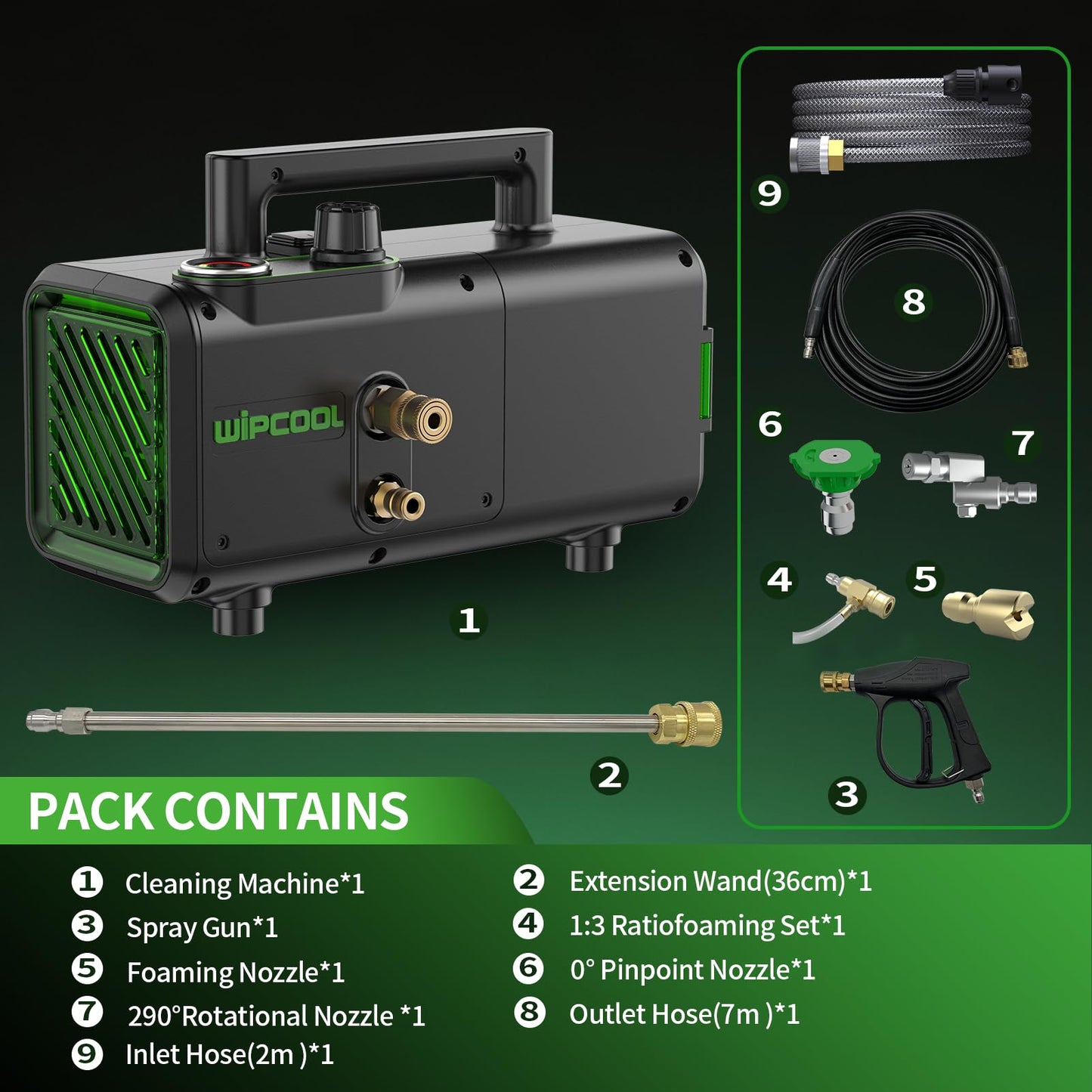 WIPCOOL C28T Crankshaft-Driven HVAC Coil Cleaning Machine, 72–406 PSI Adjustable, 3/4 HP Portable High Pressure Washer with Long Service Life