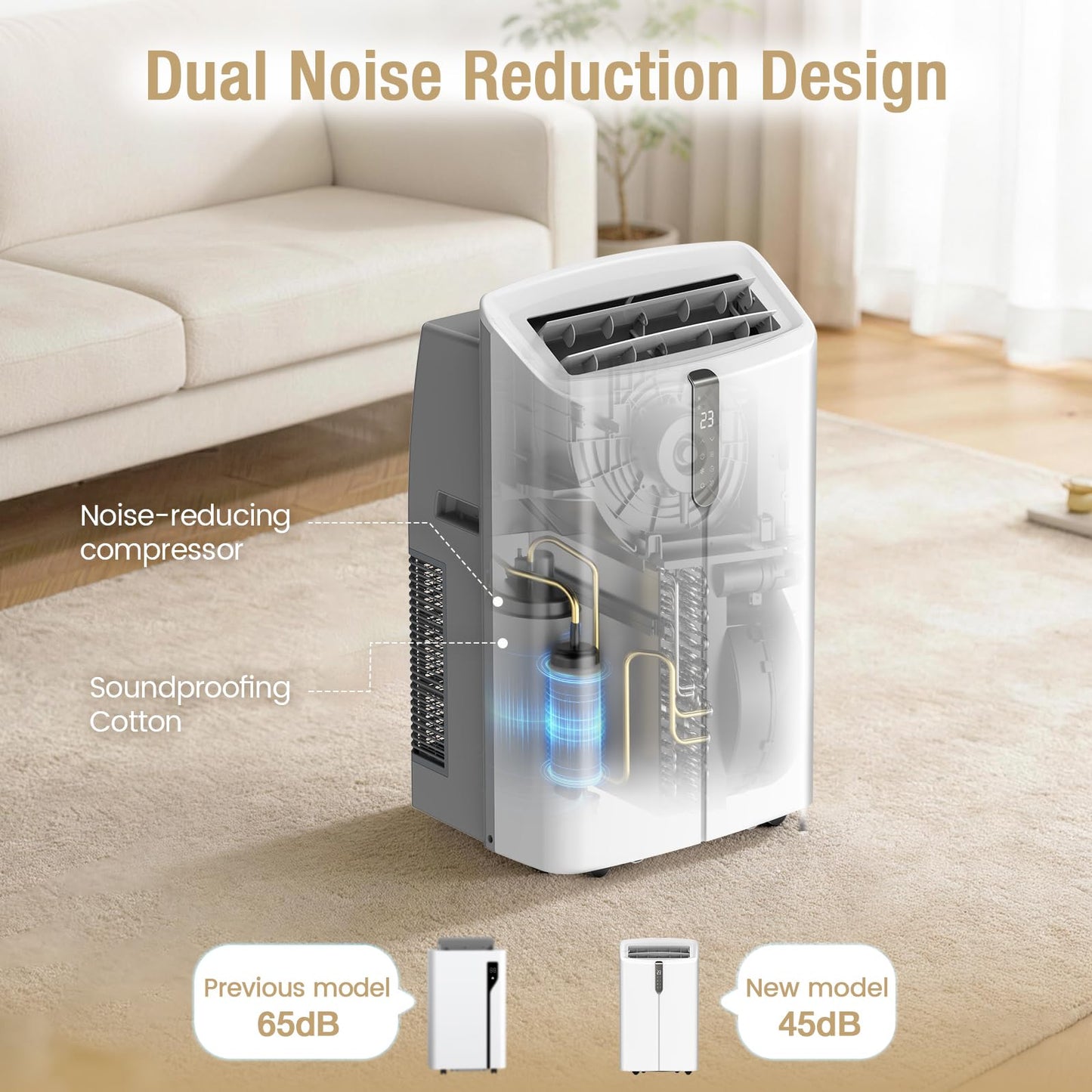 12000 BTU Smart Portable Air Conditioners with Cooling & Heater, AC Unit Works up to 600 sq. ft, Dehumidifier & Fan, Auto Evaporation, Silent Sleep Mode, Portable AC with Remote & Touchscreen