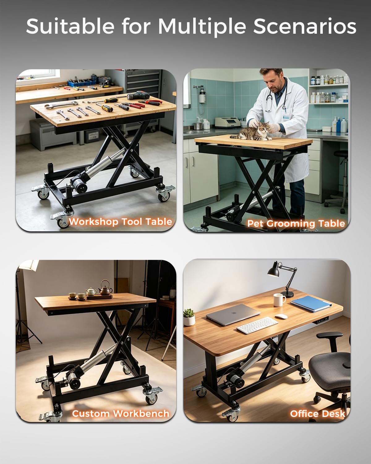 Electric Lift Table 320 lbs Capacity, 8.3-22.8 in Height Adjustable Lifting Platform with Wired/Wireless Remote,Single Scissor Lift Table,for Working Platform,Computer Desk, Material Handling