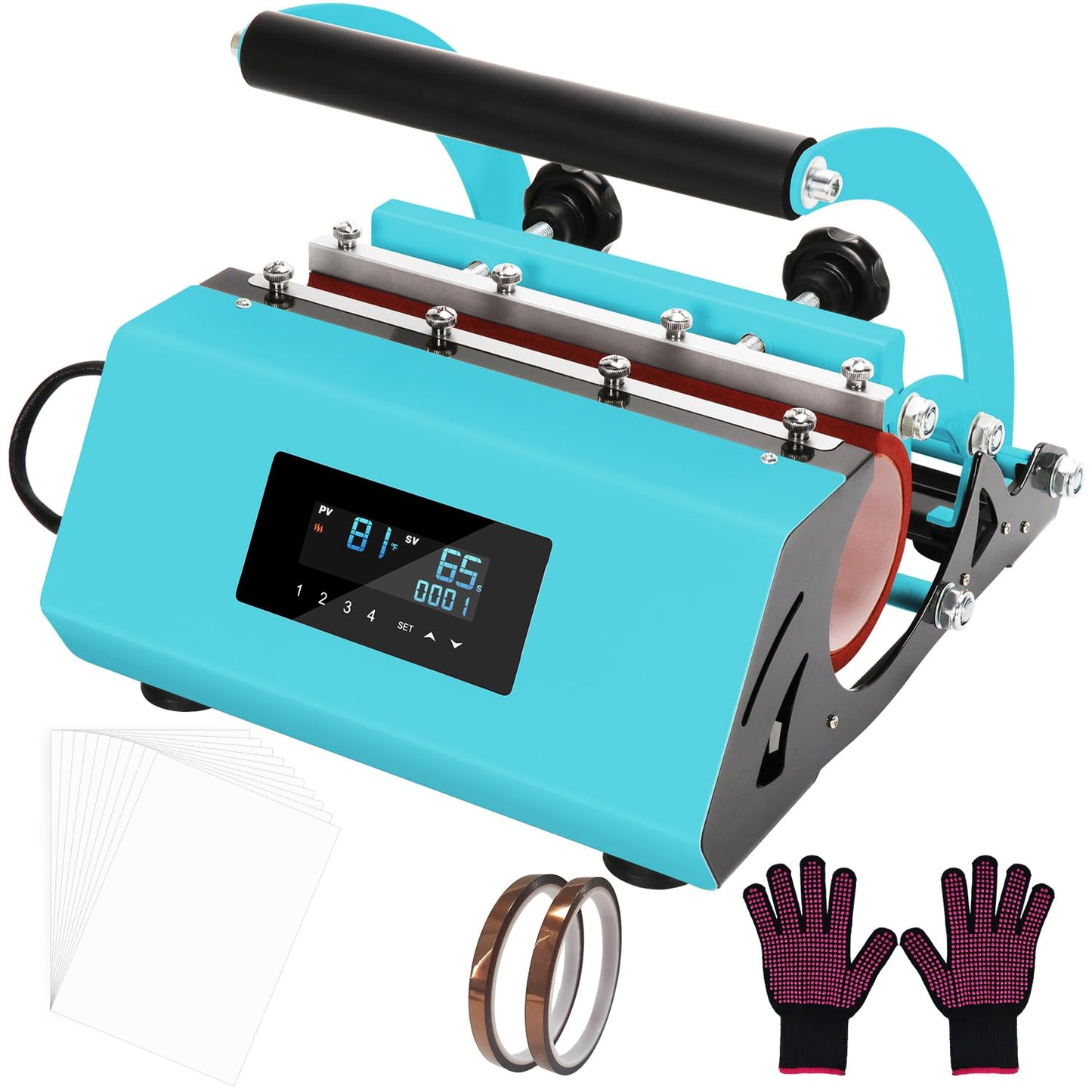 YAHOPE Tumbler Heat Press Machine Sublimation for 11-30oz Mug Tumbler Cup with Sublimation Paper Heat Tape and Glove - Green