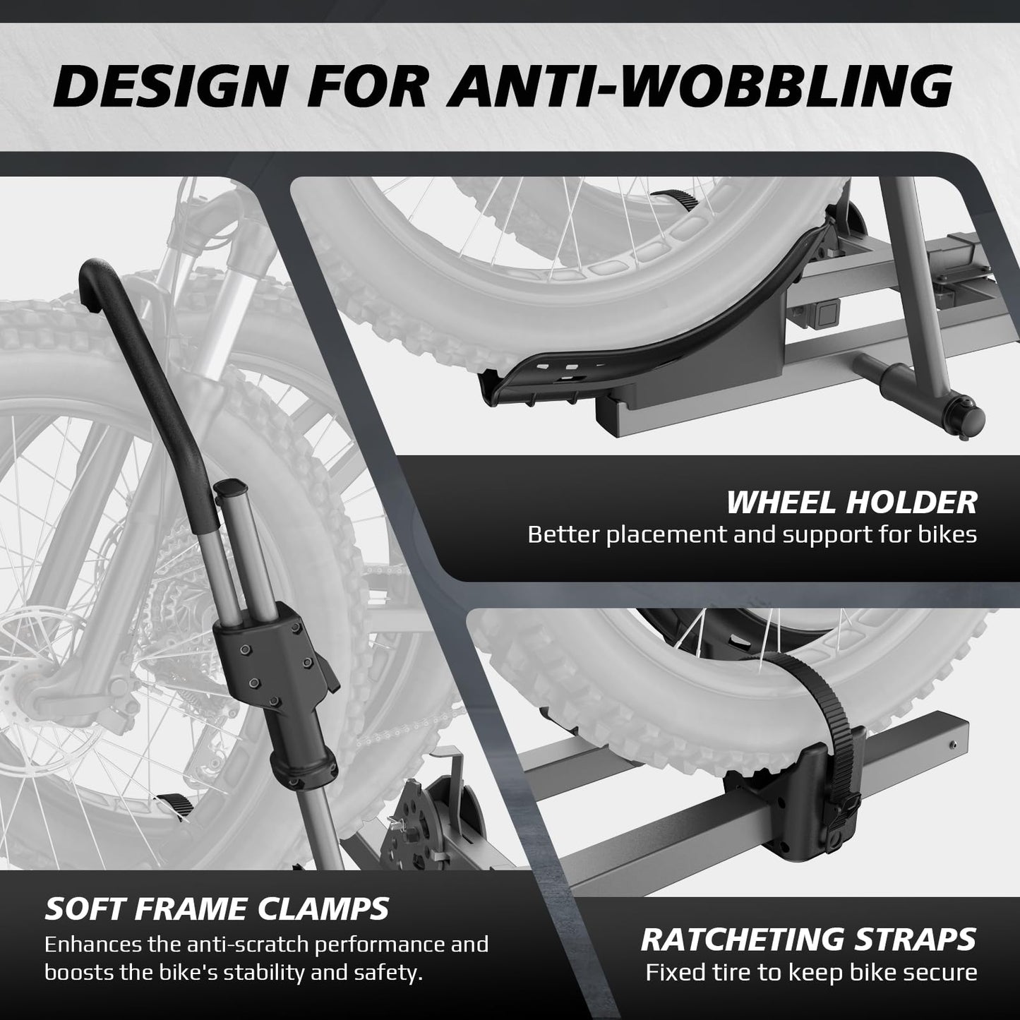 TrailXpert Hitch Bike Rack for Car, 200 lbs Capacity Heavy-Duty E-Bike Carrier, Tilting Foldable Design with Anti-Theft Lock, Fits 2" Receiver, for SUV, Truck, RV
