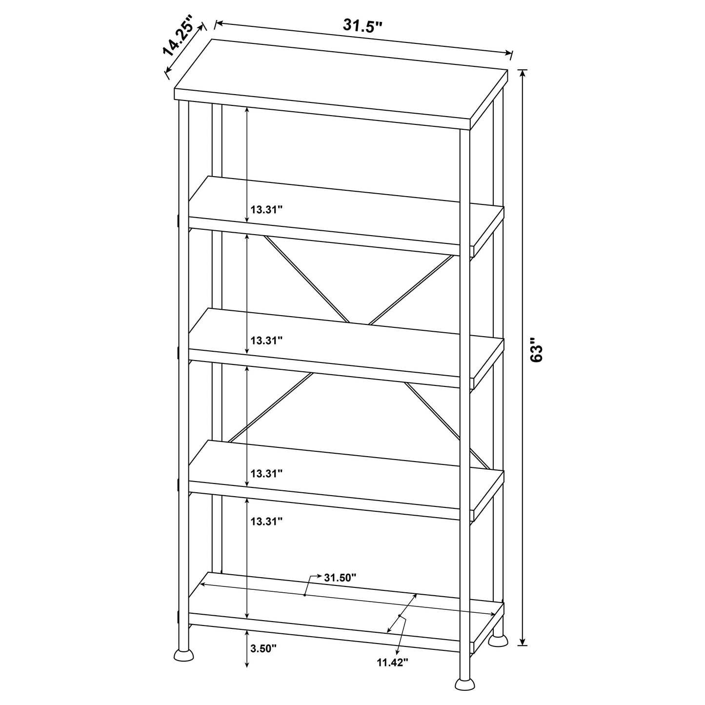 Coaster Home Furnishings Analiese Rustic Industrial 4-Tier Bookcase Etagere Bookshelf Office Storage Book Shelf Engineered Eco-Friendly Wood Look Laminate Sturdy Black Steel Base Grey Driftwood 801546