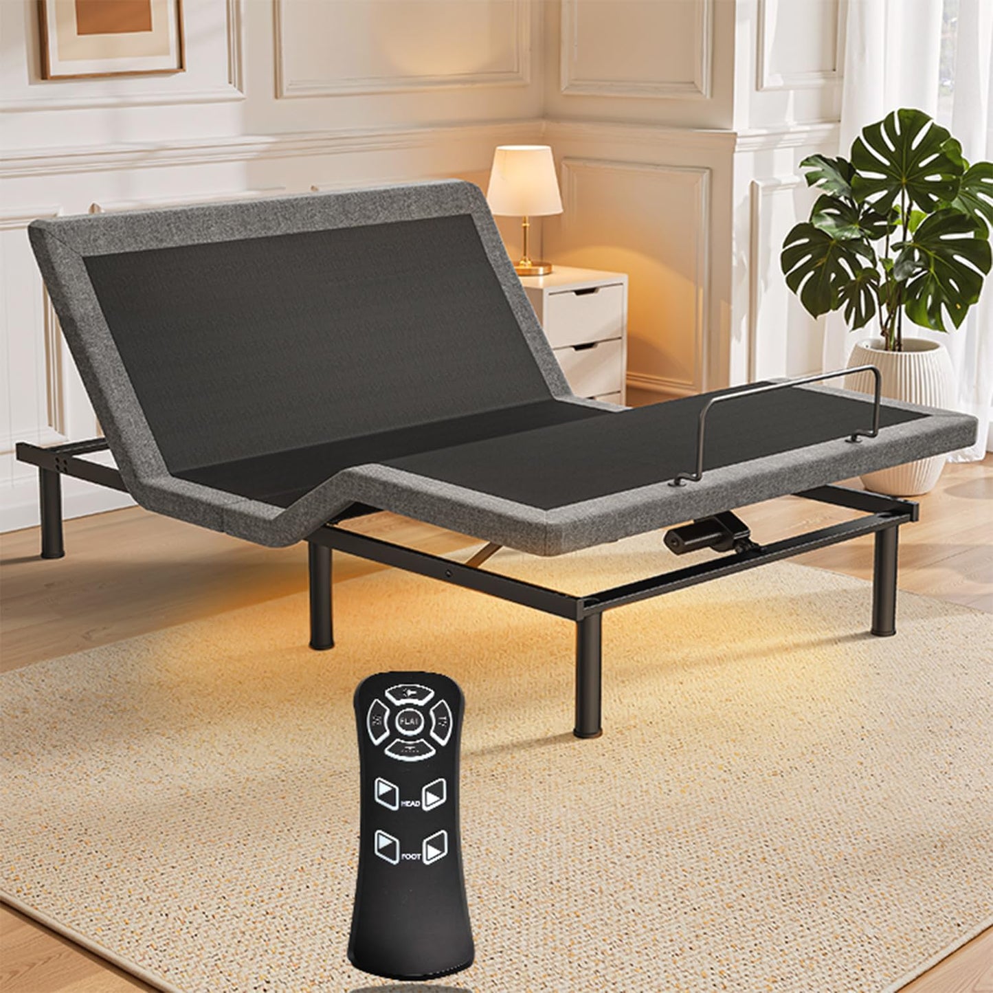 Glendan Queen Adjustable Bed Frame: Back & Foot Incline Electric Bed Base, Remote Control with Storage Basket, USB-A & USB-C Both Sides Charging, Zero Gravity Anti-Snore, 3 Heights, Easy Assembly