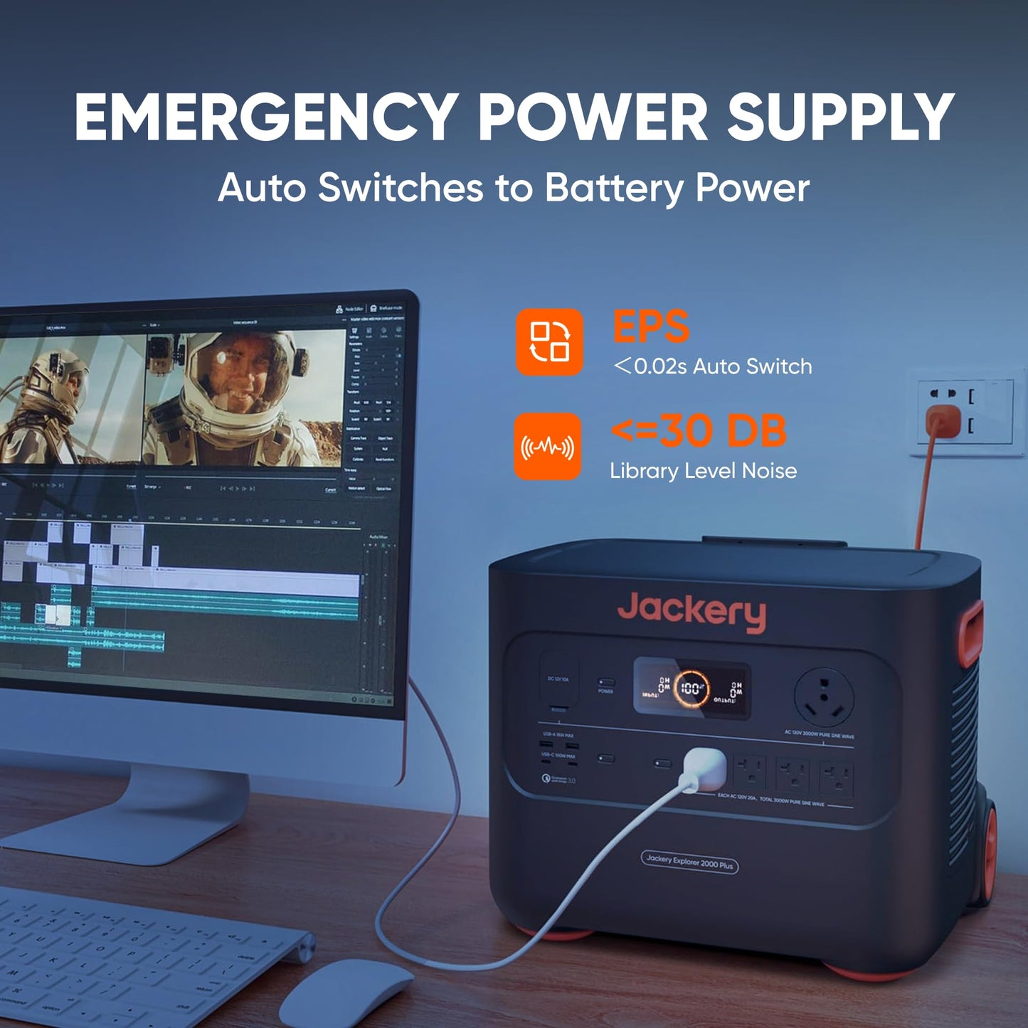 Jackery Explorer 2000 Plus Portable Power Station with Extra Battery, 4085Wh LiFePO4, 10-Year Lifespan, 3000W Output, Expandable to 24kWh, UPS Home Backup for Camping, Emergency(Solar Panel Optional)