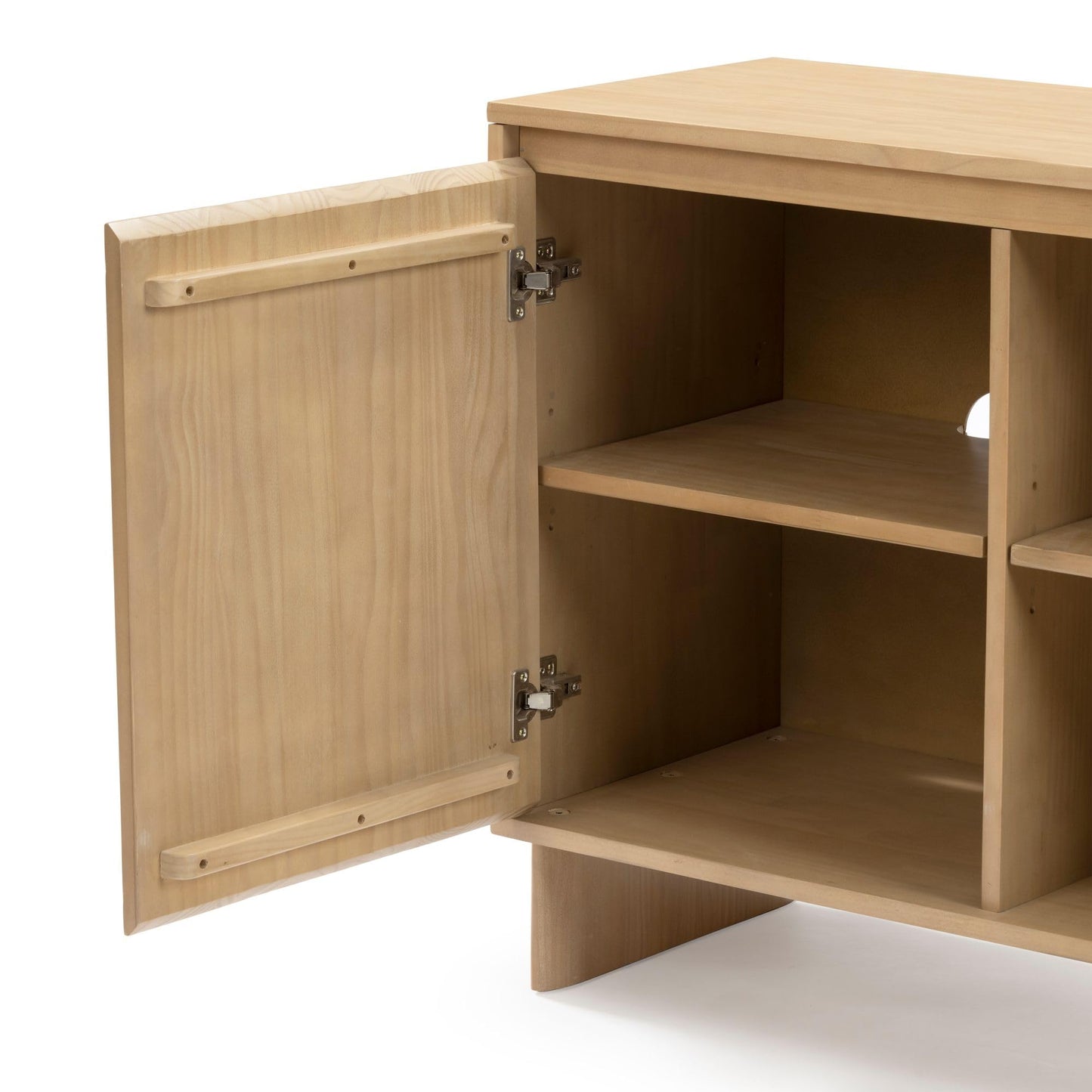Plank+Beam 59" Modern Sideboard Cabinet, Solid Pine Wood Buffet Table with 2 Doors & Open Shelf, Storage Console for Dining Room or Entryway, Blonde Finish