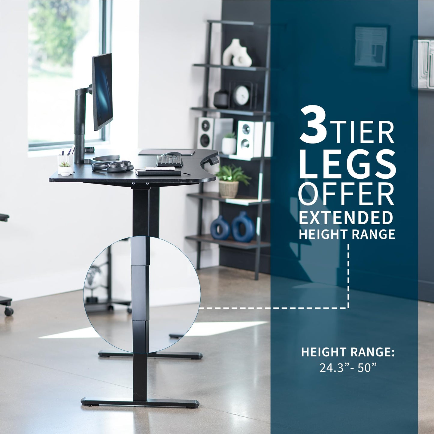 VIVO Electric 63 x 32 in Dual Motor Standing Desk, Memory Height Adjustment, 2B Series, Black Top Black Frame, DESK-KIT-2B1B
