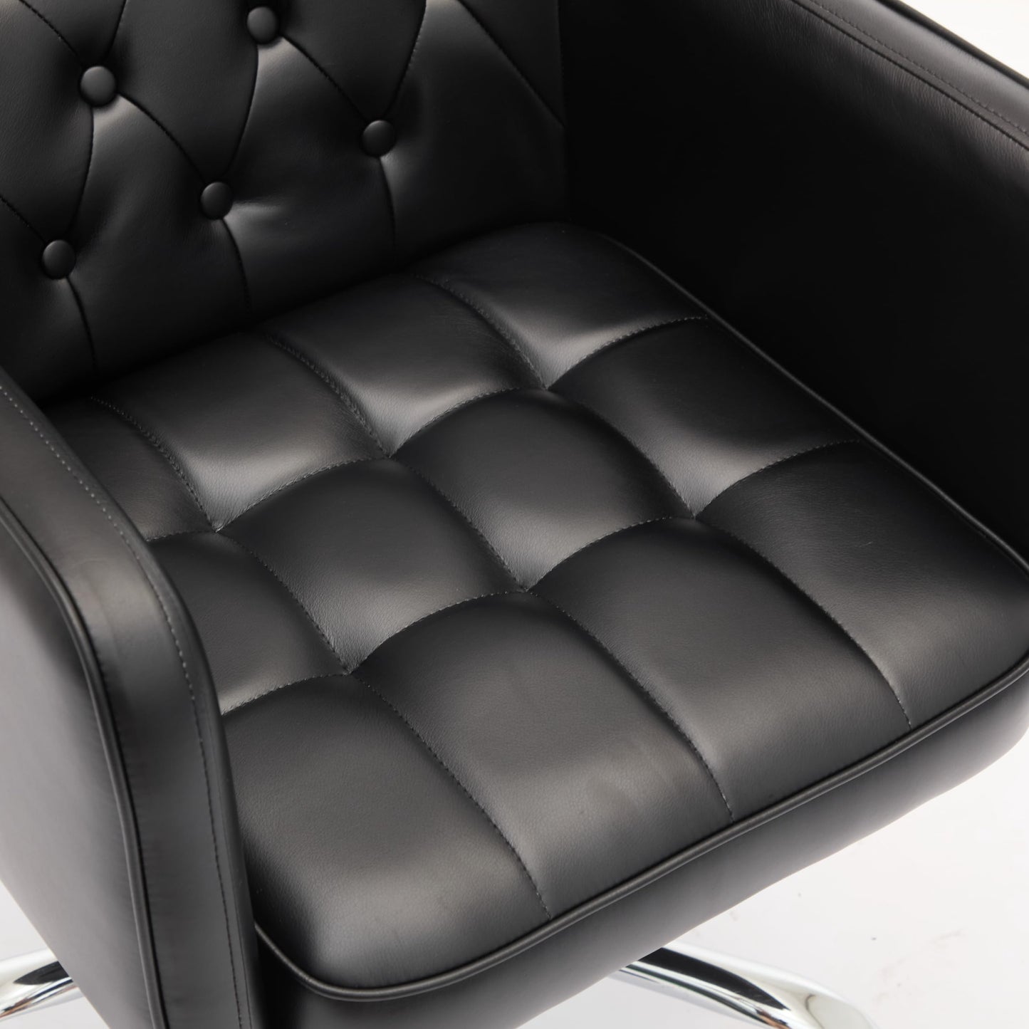 COLAMY Verso Home Desk Chair with Armrest, Leather Swivel Office Chair Adjustment Height with Wheels, Comfortable Padded Seat, Black