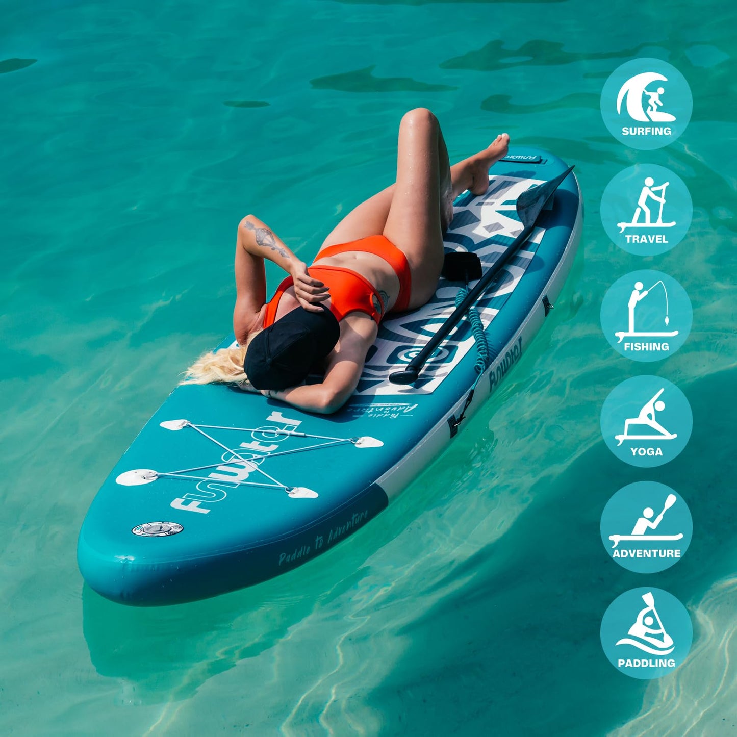 FunWater 10'6×33"×6" Inflatable Stand Up Paddle Board with Premium SUP Paddleboard Accessories, Wide Stable Anti-Slip EVA Deck,Paddle Boards for Adults & Youth of All Skill Levels
