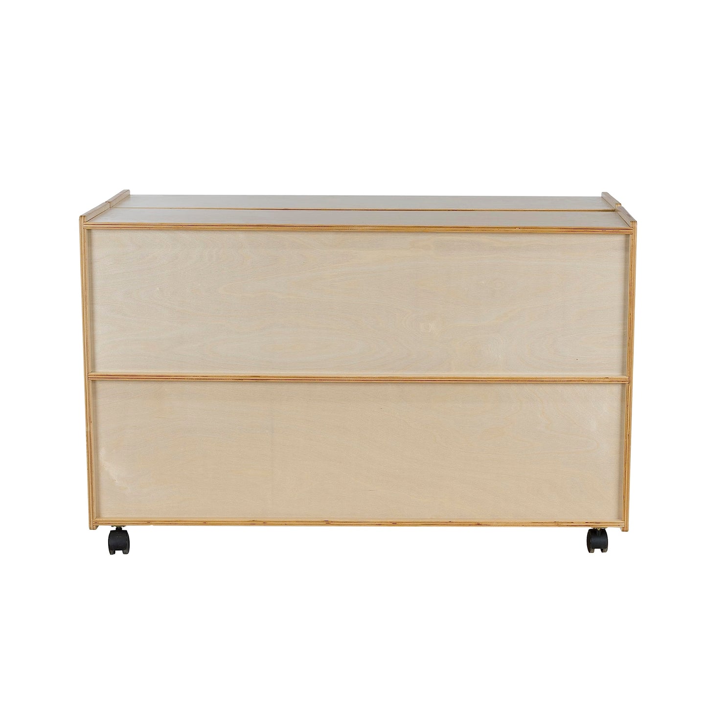 RRI Goods Folding Hinge Bookcase with Casters, 47-Inch Length Closed, 94-Inch Length Open, 2-Shelf Rolling Birch Plywood Storage Unit for Montessori, Daycare, Preschool, Home