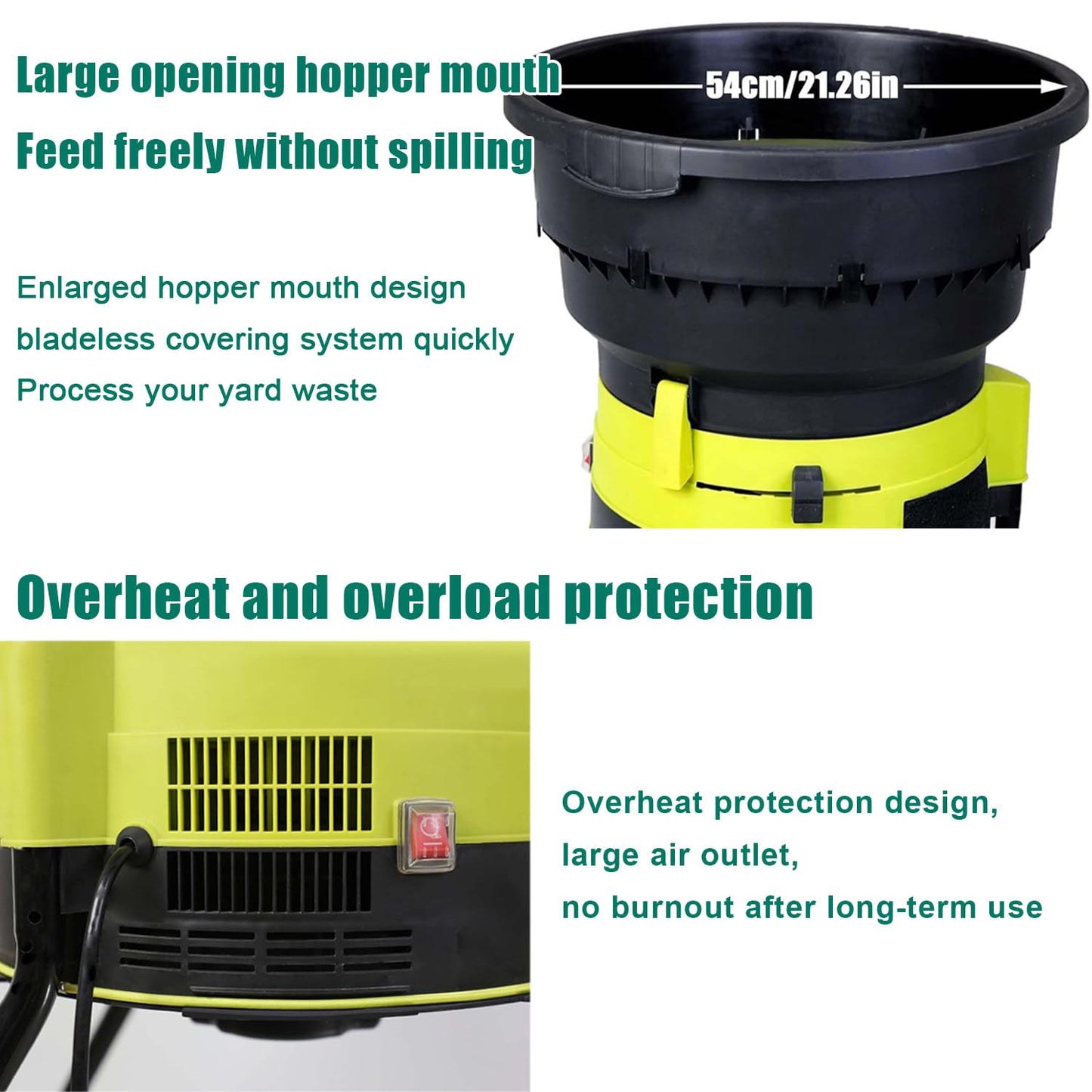 BEESOM Wood Chipper Electric,Leaf Mulcher/Shredder,Wood Chippers Shredders Mulchers, Motor for 17:1 Reduction Ratio, Adjustable Control Dia with Leaf Scoops Spade noPowercord