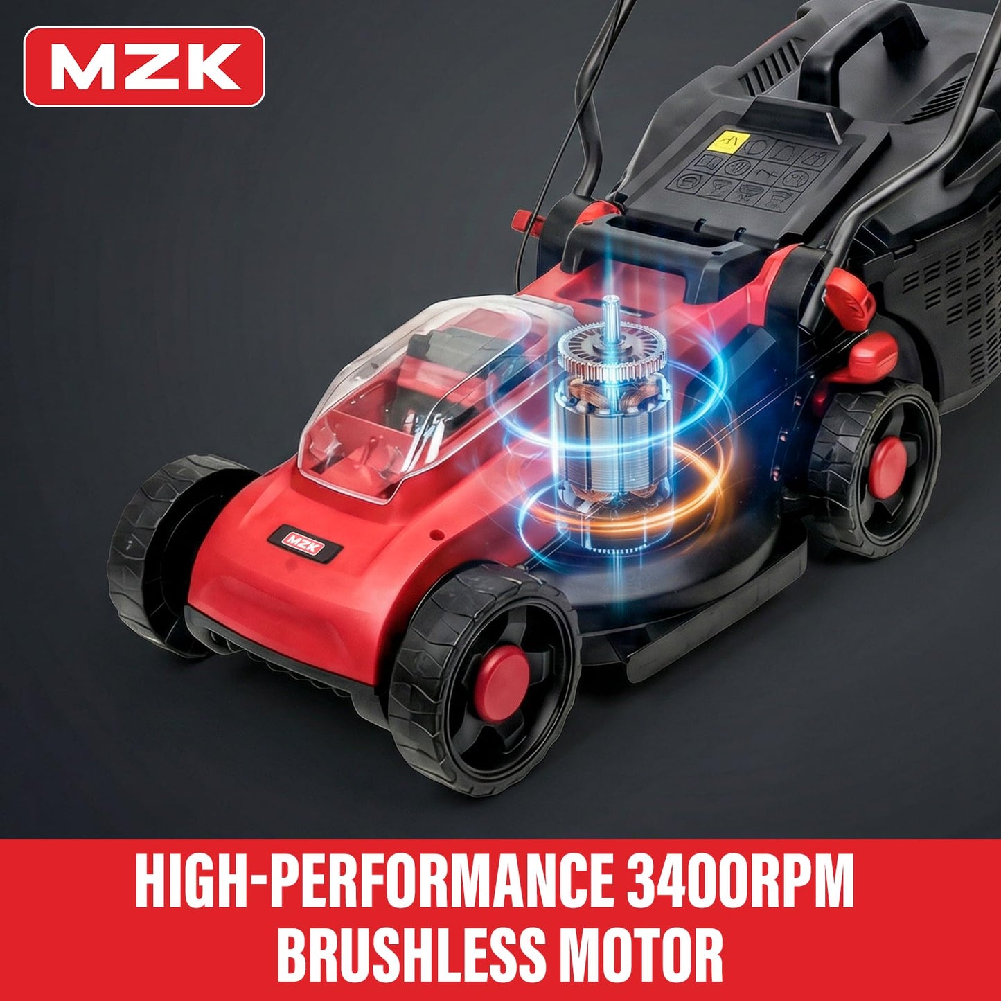 MZK 20V 13" Electric Lawn Mower, Brushless Cordless Lawn Mower with 4-Position Height Adjustment, Walk-Behind Push Mowers with 8 Gallon Grass Bag, 2 x 4.0Ah Batteries & Charger Included, LM13G8