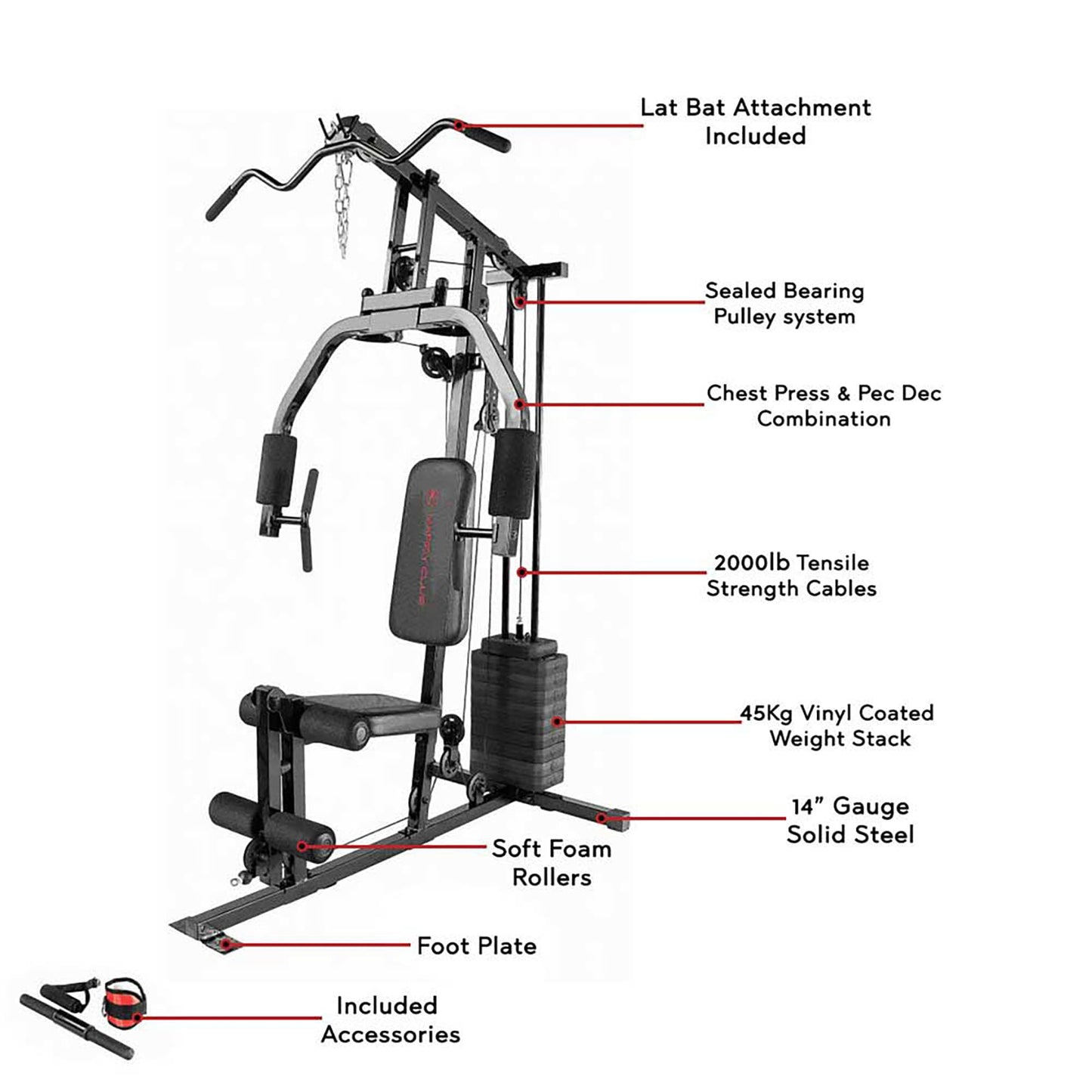 Marcy 100Lb. Stack Home Gym with Pulley, Press Arm, and Leg Developer MKM-81030