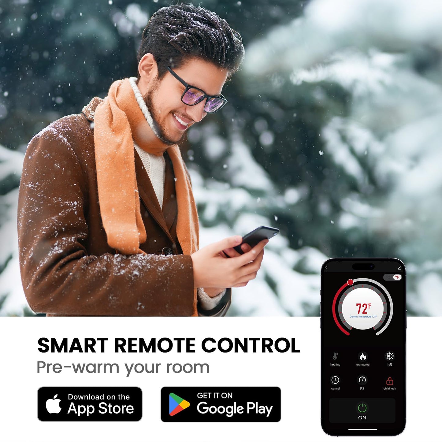 Silonn 50″Smart Electric Fireplace Heater with App & Remote Control, 4777 BTU Heat Output, Ultra-Slim Wall-Mounted or Recessed Electric Fireplace Inserts with Timer, 20 Flame Colors,WiFi Enabled