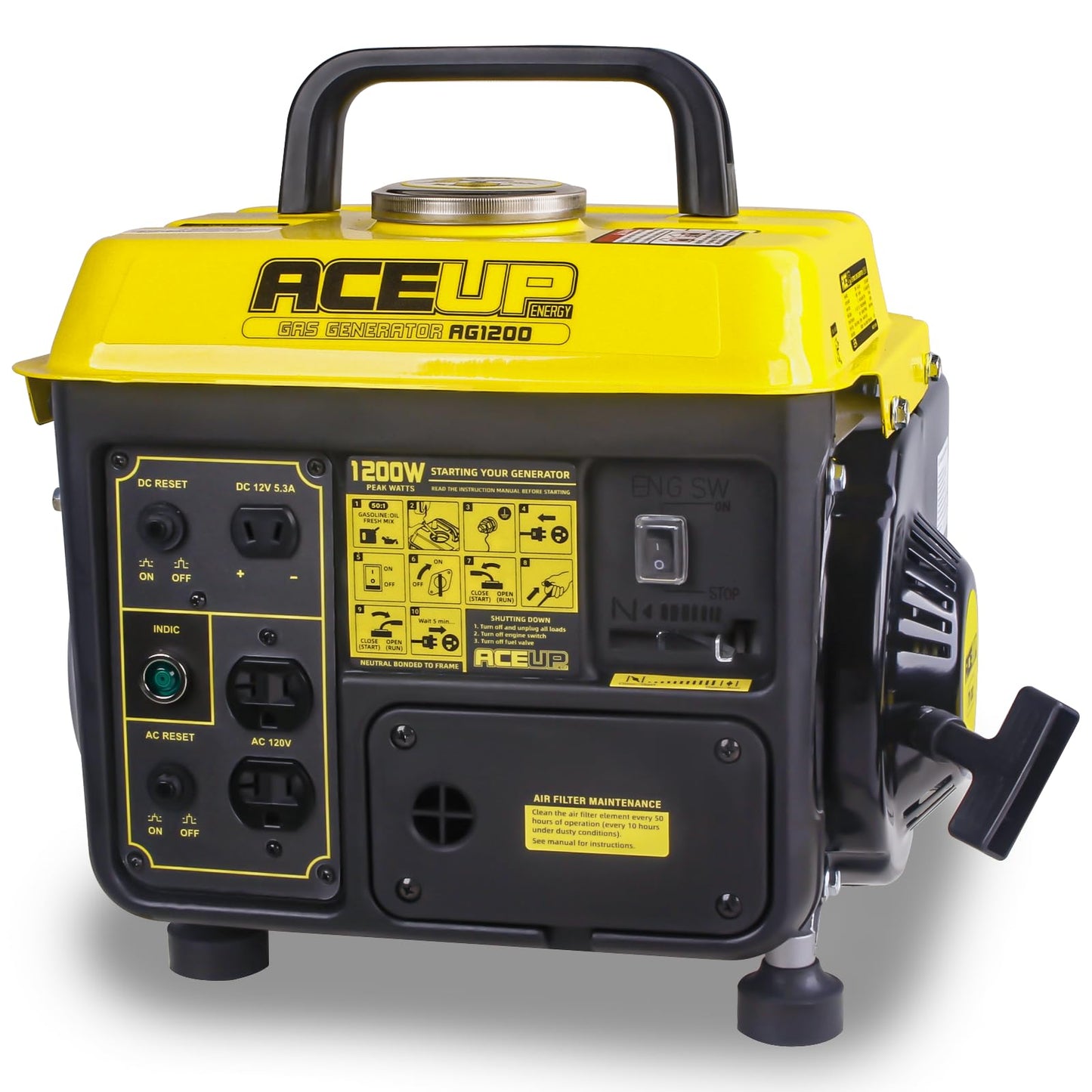 Aceup Energy 1200W Gas Generator, Small Lightweight Generator for Home Use, EPA Compliant ideal for Father's Day